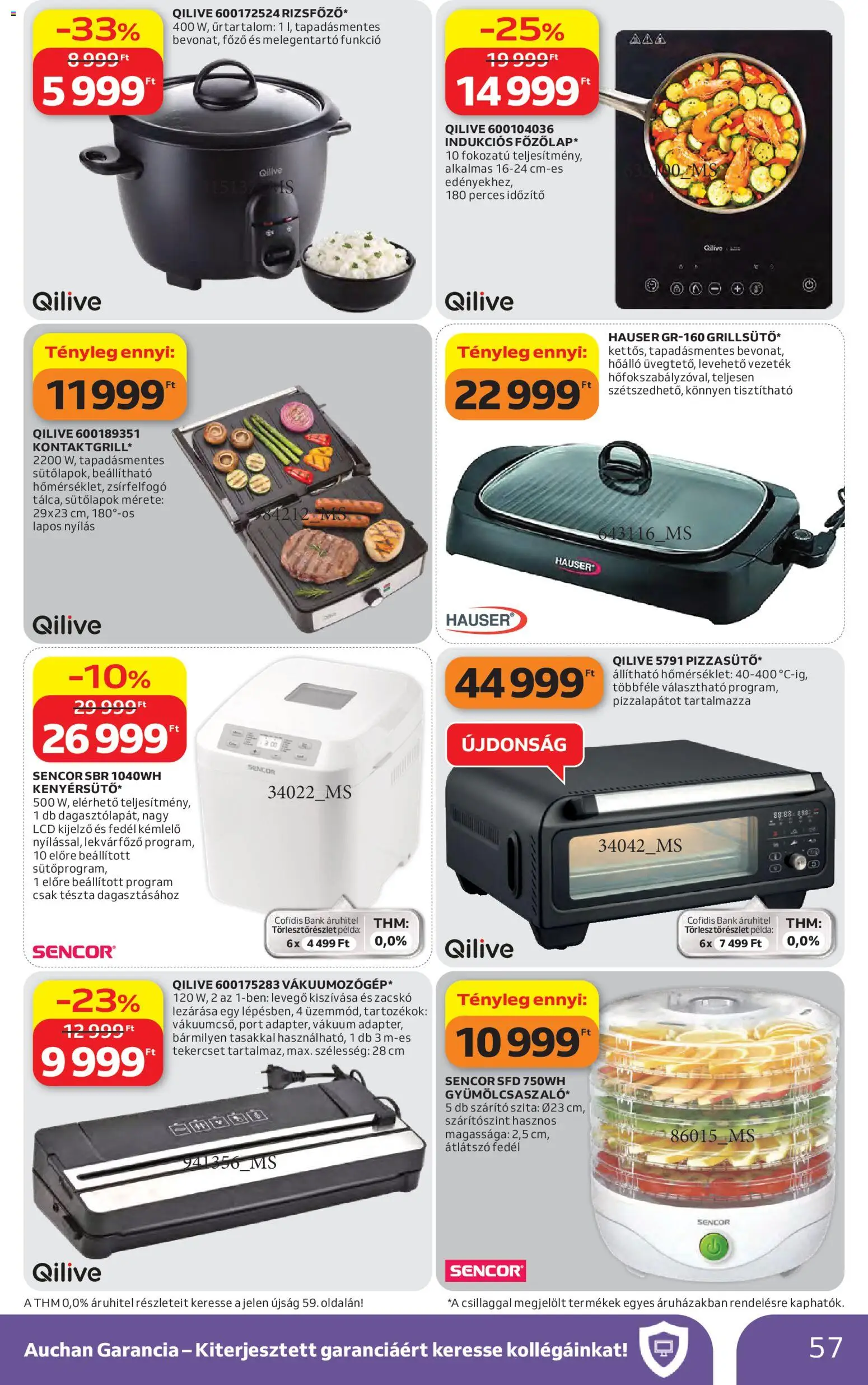 Auchan akciós ujság - amely érvényes a következő dátumtól: 30.04.2026 | Oldal: 57 | Termékek: Kenyérsütő, Szárító, Tészta