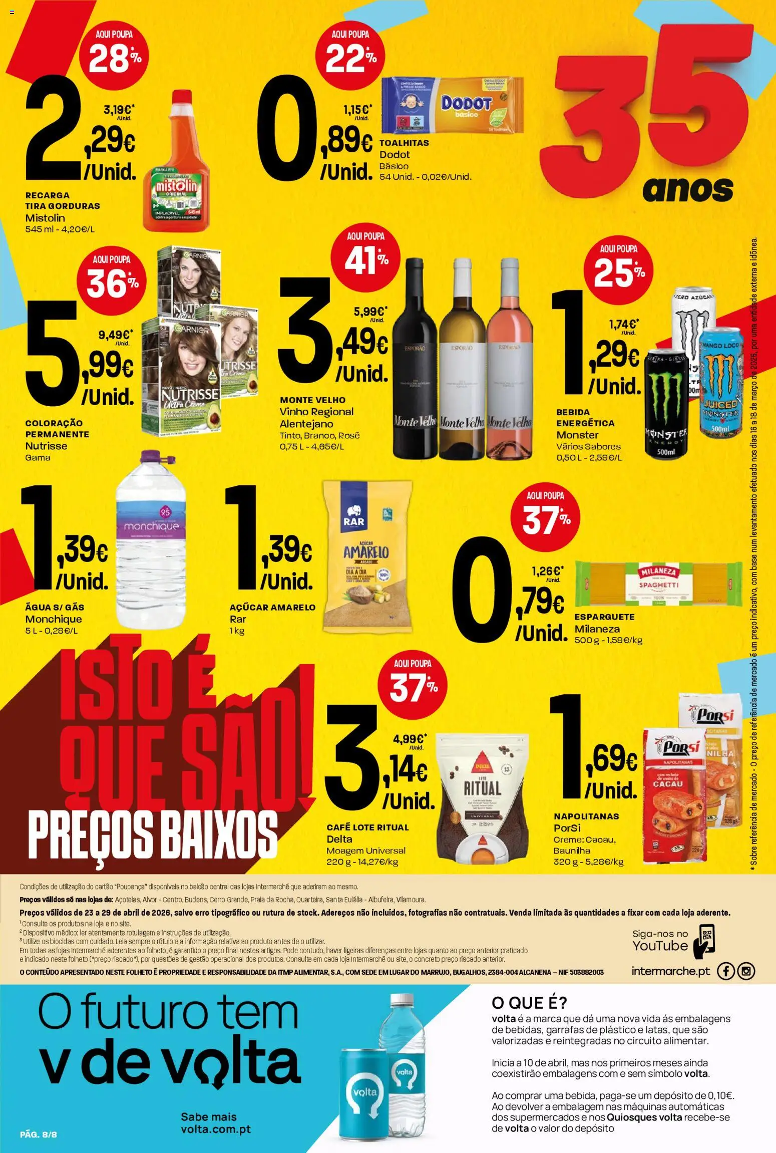 Intermarché Folheto Mini │ válido de 23.04.2026 | Página: 8 | Produtos: Esparguete, Milaneza, Vinho, Bebida