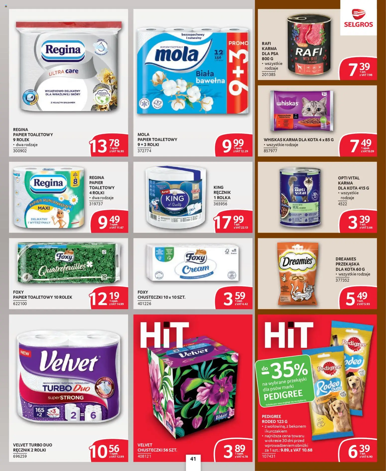 Selgros cash&carry - Oferta dla profesjonalistów od 09.04.2026 | Strona: 35 | Produkty: Papier toaletowy, Rolki, Pedigree, Karma dla kota