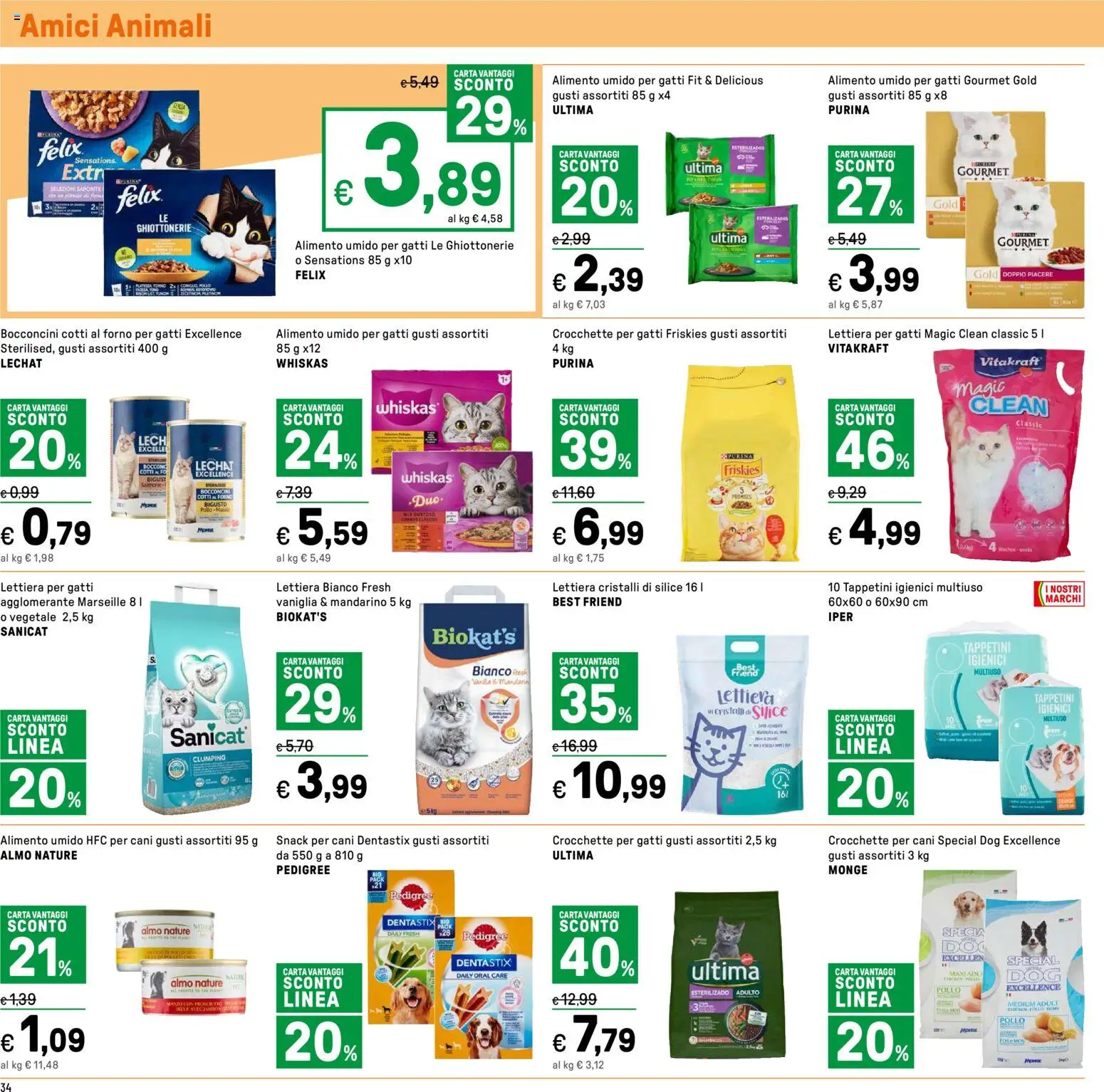 Volantino Iper del 31.12.2025 | Pagina: 34 | Prodotti: Lettiera per gatti, Pollo, Salmone, Forno