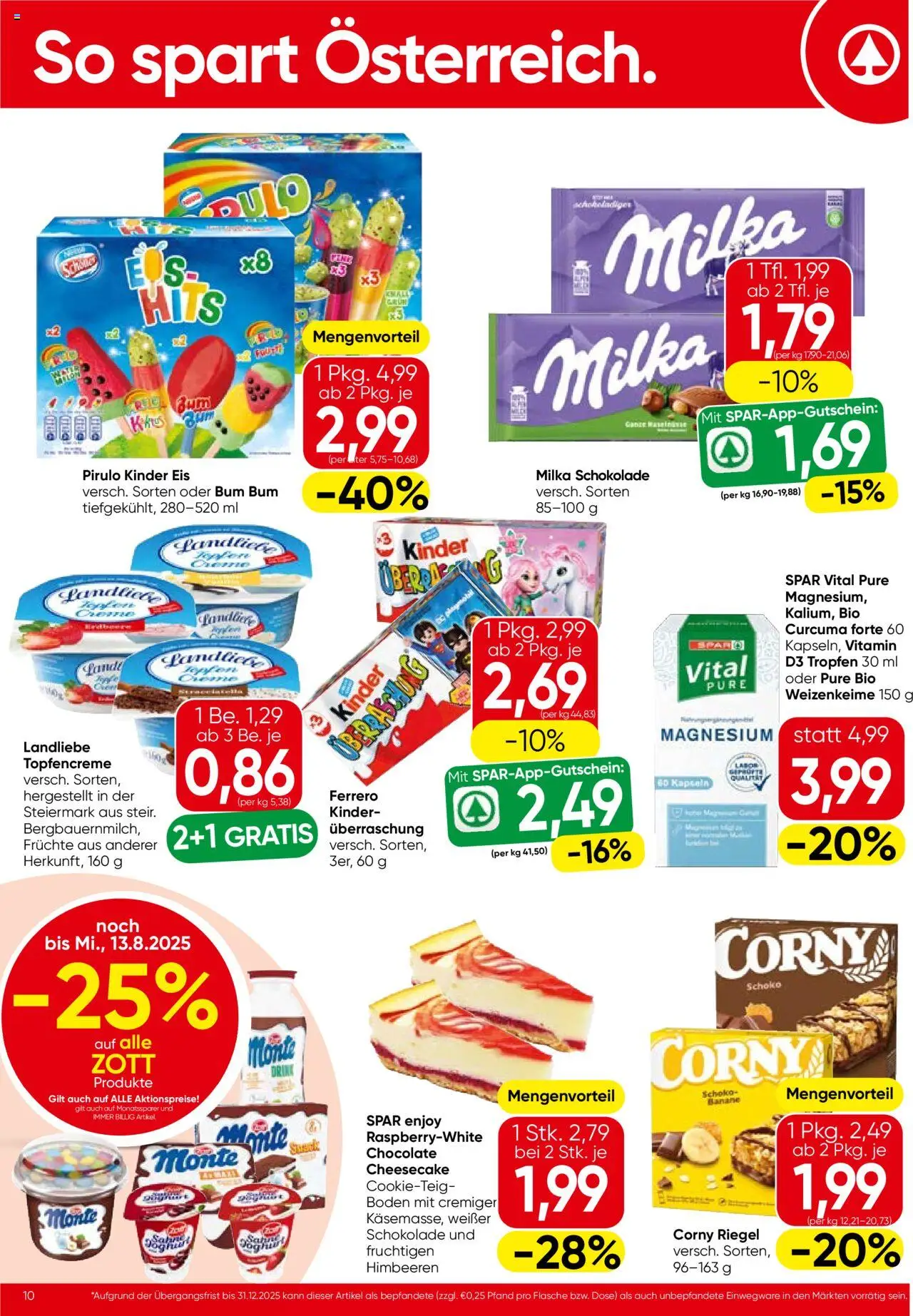 Spar Flugblatt - Wien gültig ab 07.08.2025 | Seite: 10 | Produkte: Eis, Joghurt, Schokolade