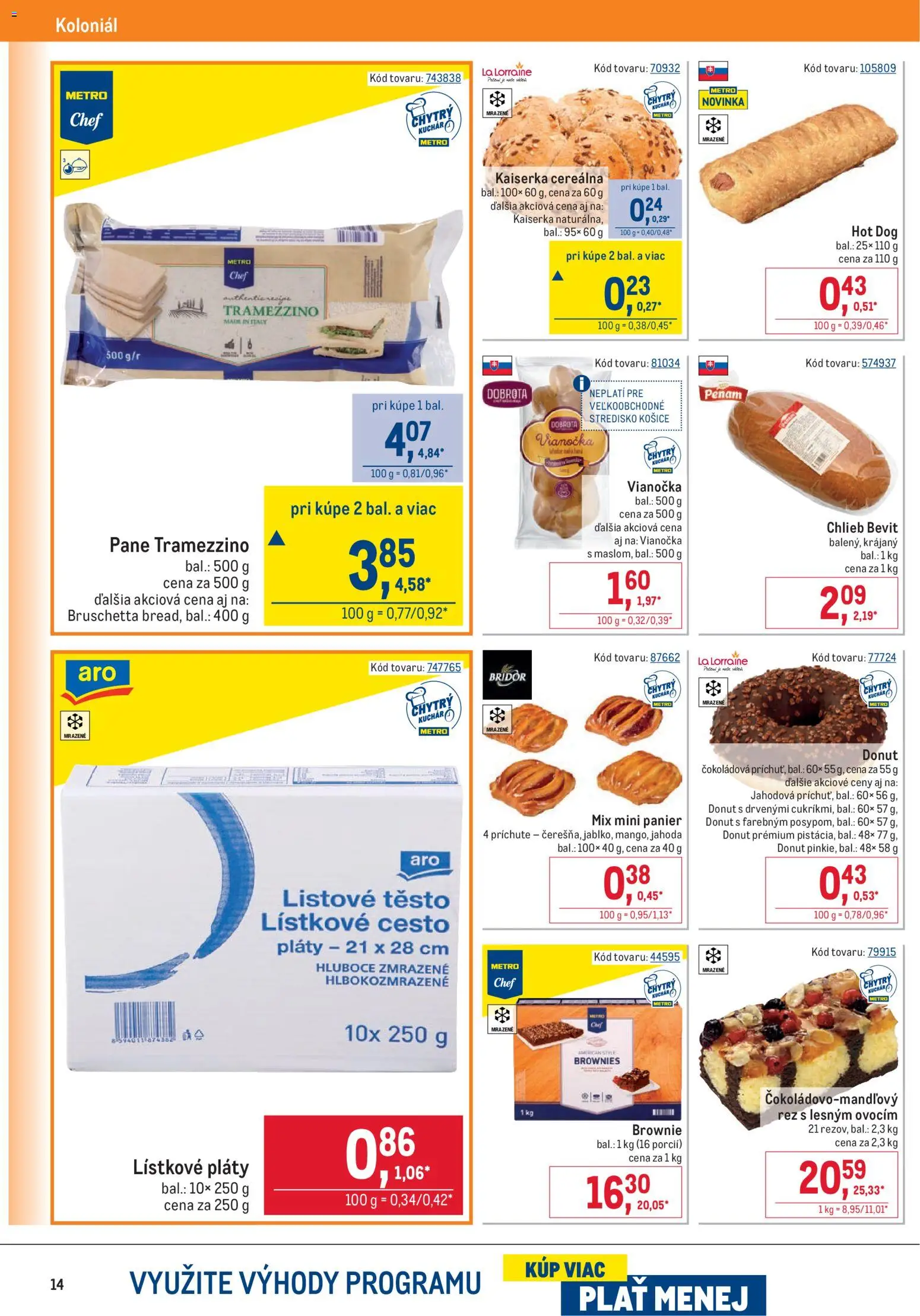 Nové Metro akcie – leták je platný od 25.02.2026 | Strana: 14 | Produkty: Chlieb, Donut, Vianočka, Lístkové cesto