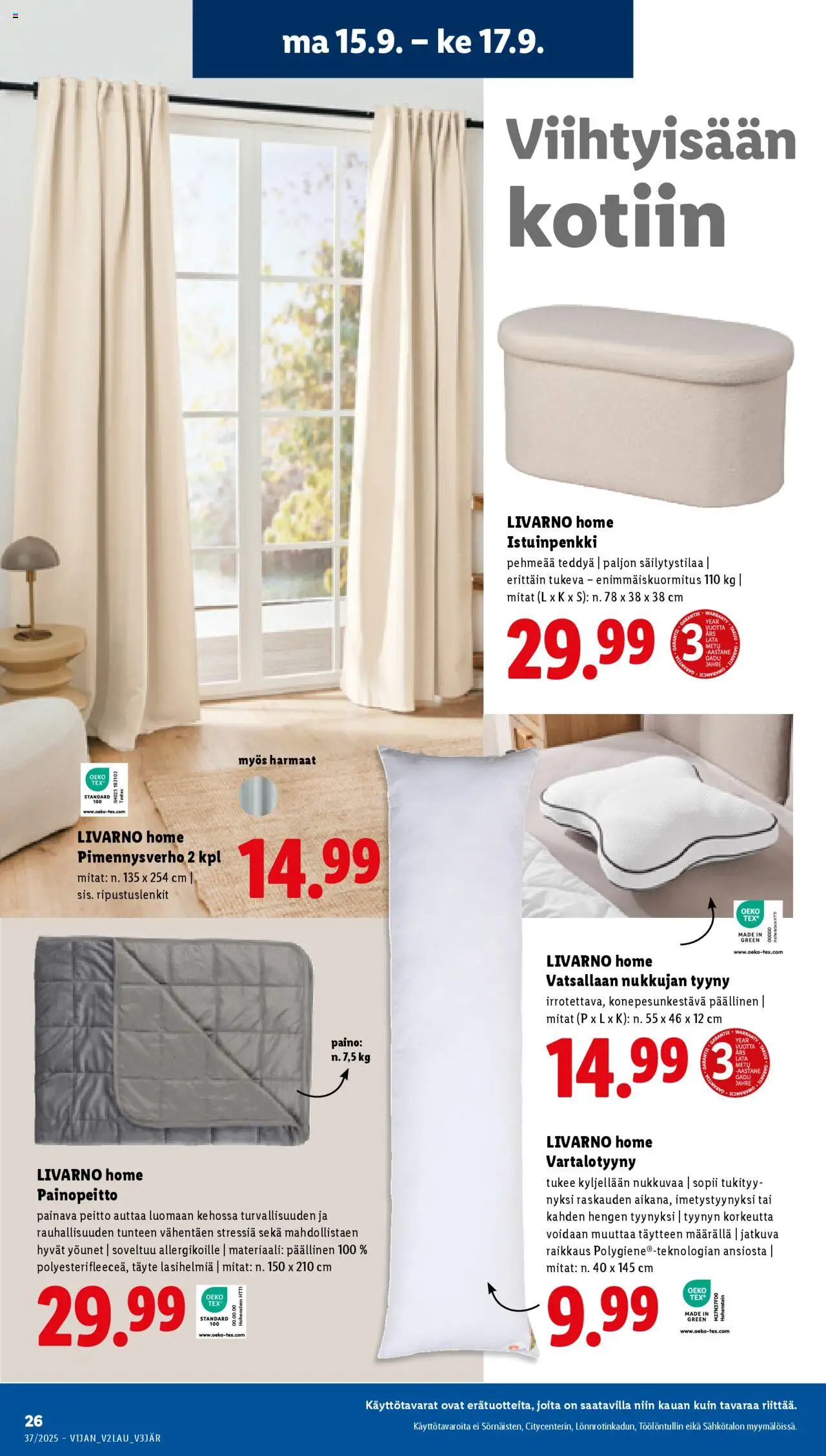 Lidl tarjoukset - Rovaniemi – voimassa 11.09.2025 alkaen | Sivu: 30 | Tuotteet: Tyyny, Peitto