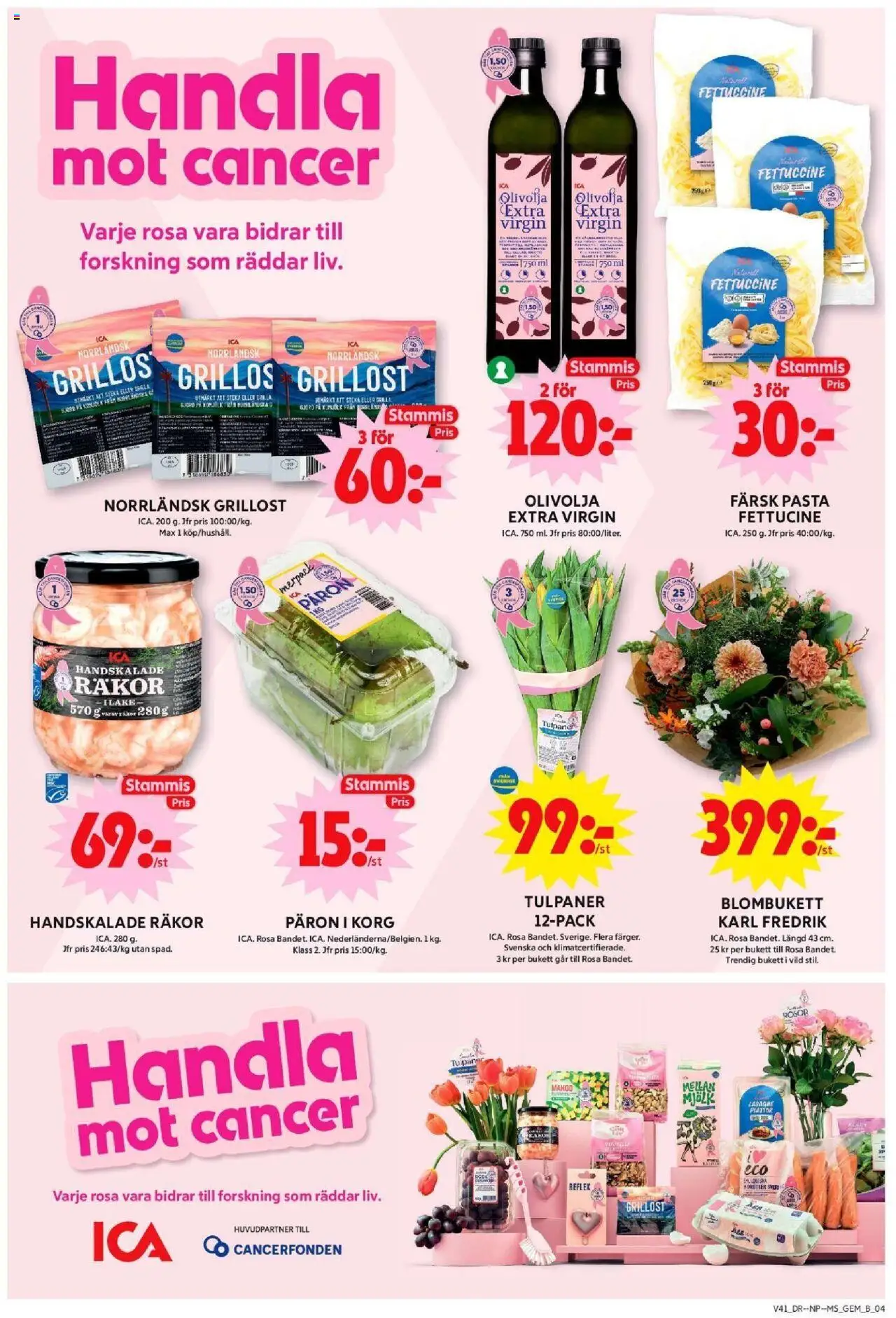 ICA Maxi reklamblad aktuell från 06.10.2025 | Sida: 4 | Produkter: Grillost, Räkor, Olivolja, Pasta