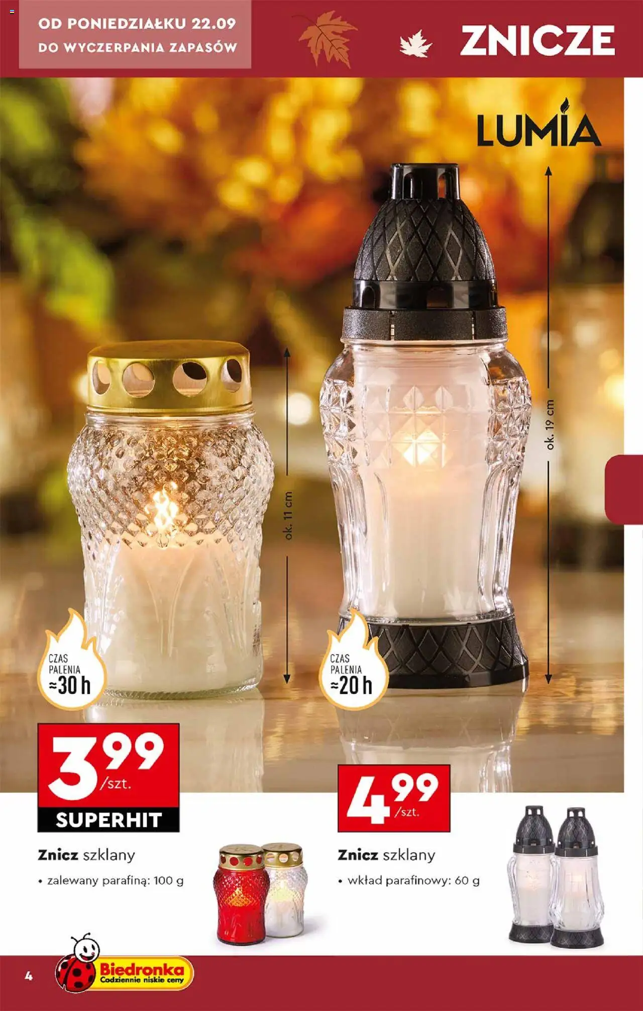 Biedronka gazetka - Znicze od 22.09.2025 | Strona: 4 | Produkty: Znicze