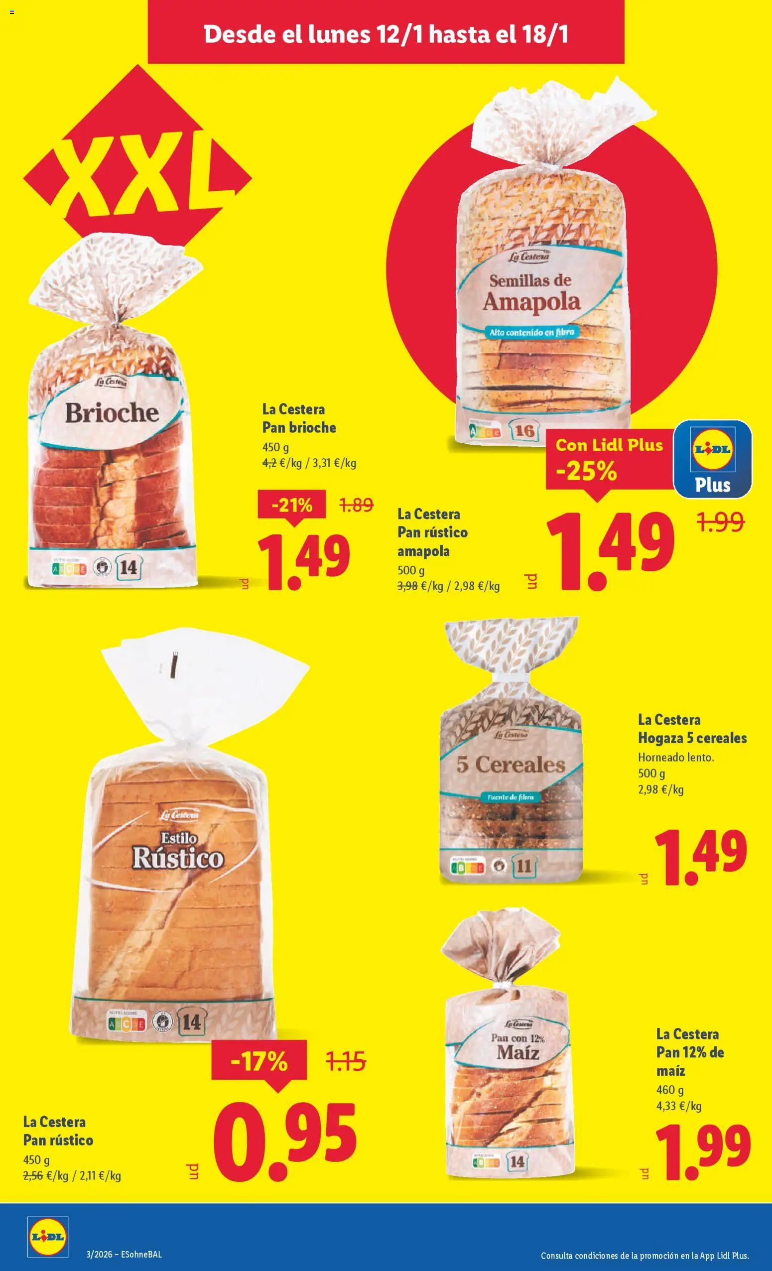 Lidl folleto │ válido desde el 12.01.2026 | Página: 12 | Productos: Pan, Cereales