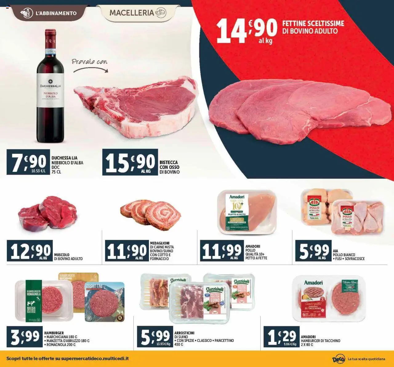 Volantino Decò del 12.09.2025 | Pagina: 4 | Prodotti: Bovino, Formaggio, Hamburger, Arrosticini