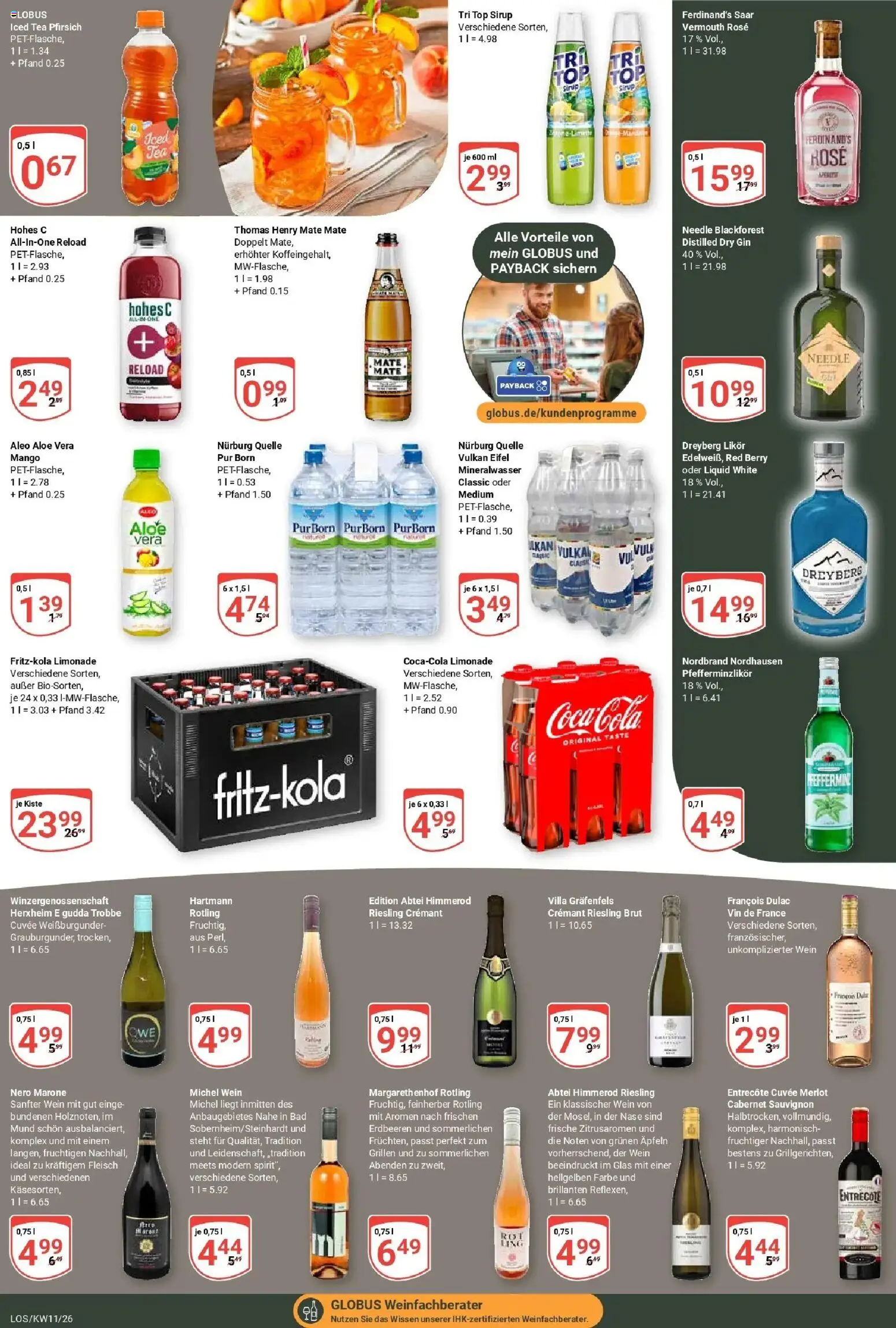 Globus prospekt Losheim Am See	 – gültig ab 09.03.2026 | Seite: 16 | Produkte: Merlot, Sirup, Mango, Hohes c