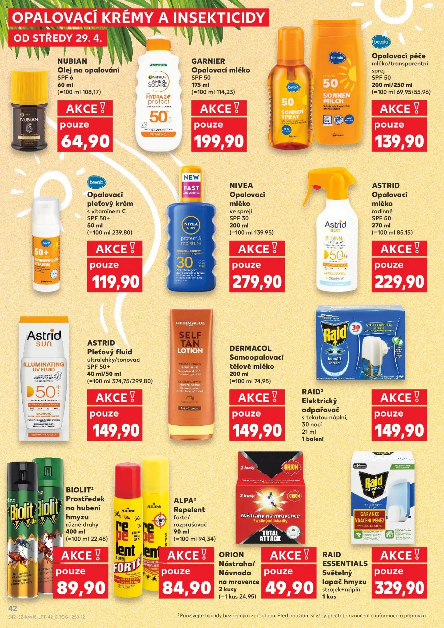 Kaufland leták - Plzeň Bory od 29.04.2026 | Strana: 42 | Produkty: Mléko, Olej, Opalovací krémy, Rozprašovač