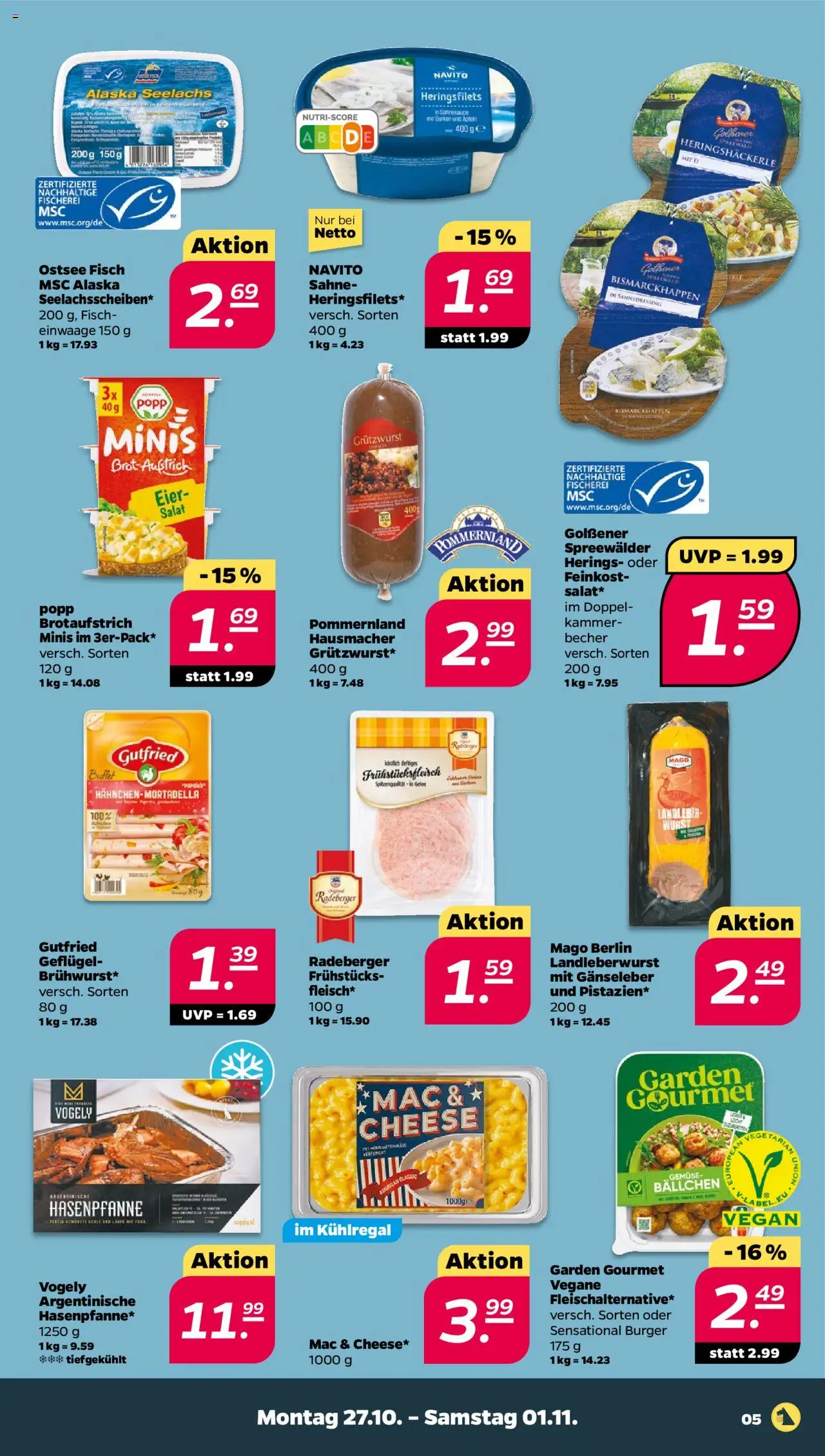 Netto Prospekt 	 – gültig ab 27.10.2025 | Seite: 5 | Produkte: Eier, Burger, Wurst, Salat