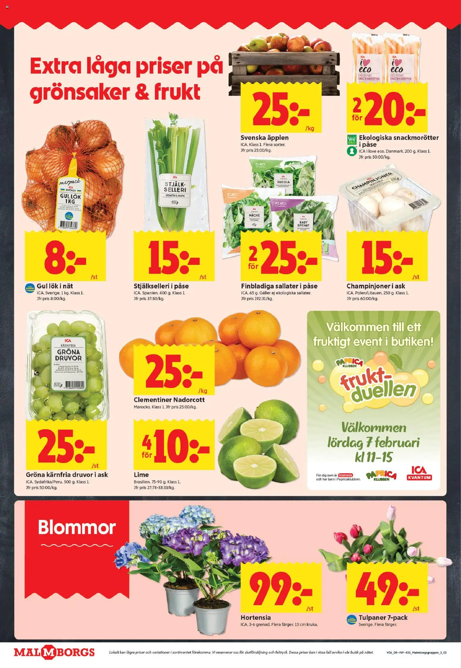 ICA Kvantum reklamblad aktuell från 02.02.2026 | Sida: 2 | Produkter: Spenat, Champinjoner, Gul lök, Lime