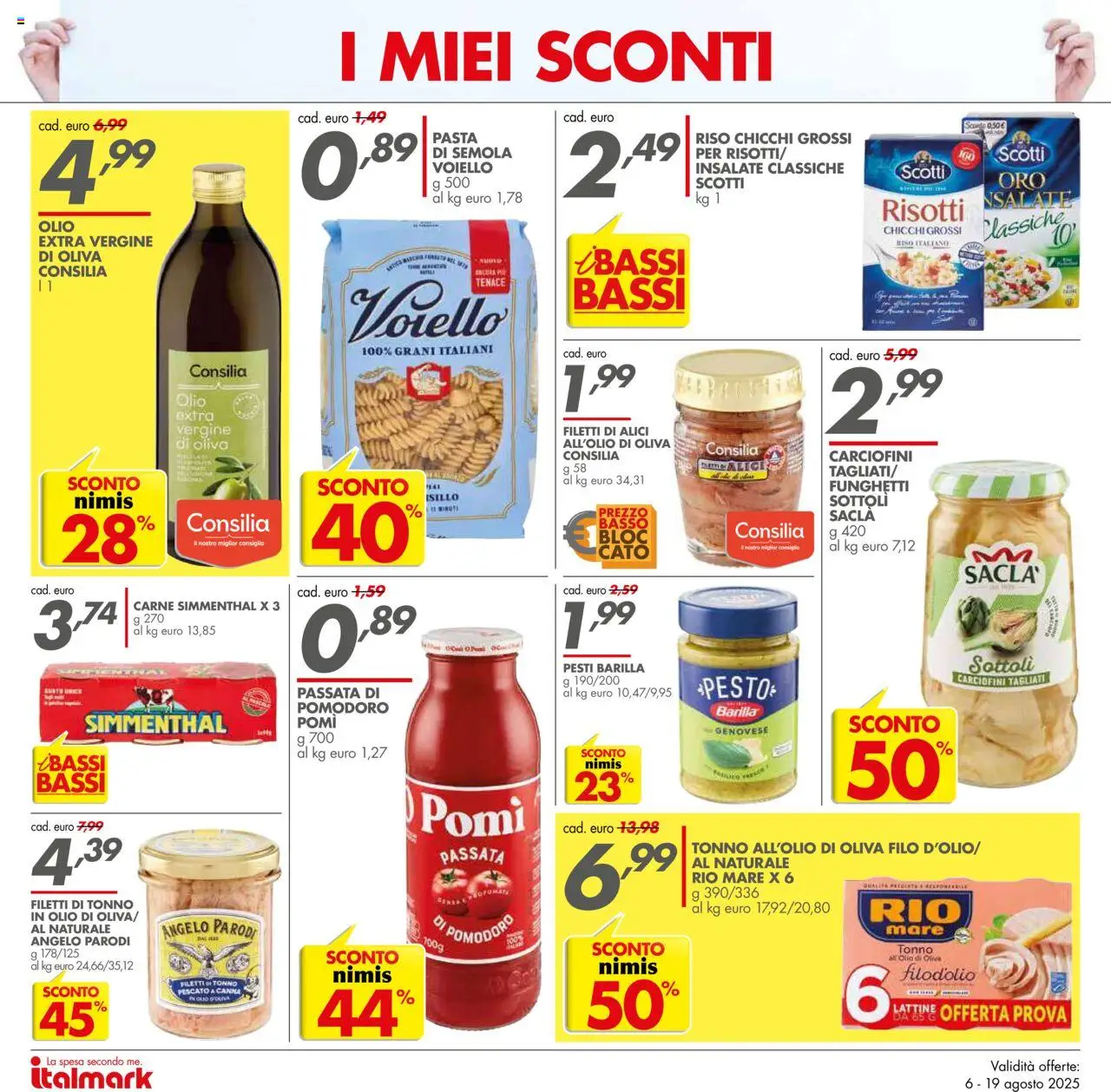 Volantino Italmark del 06.08.2025 | Pagina: 2 | Prodotti: Pomodoro, Pesto, Tonno, Alici