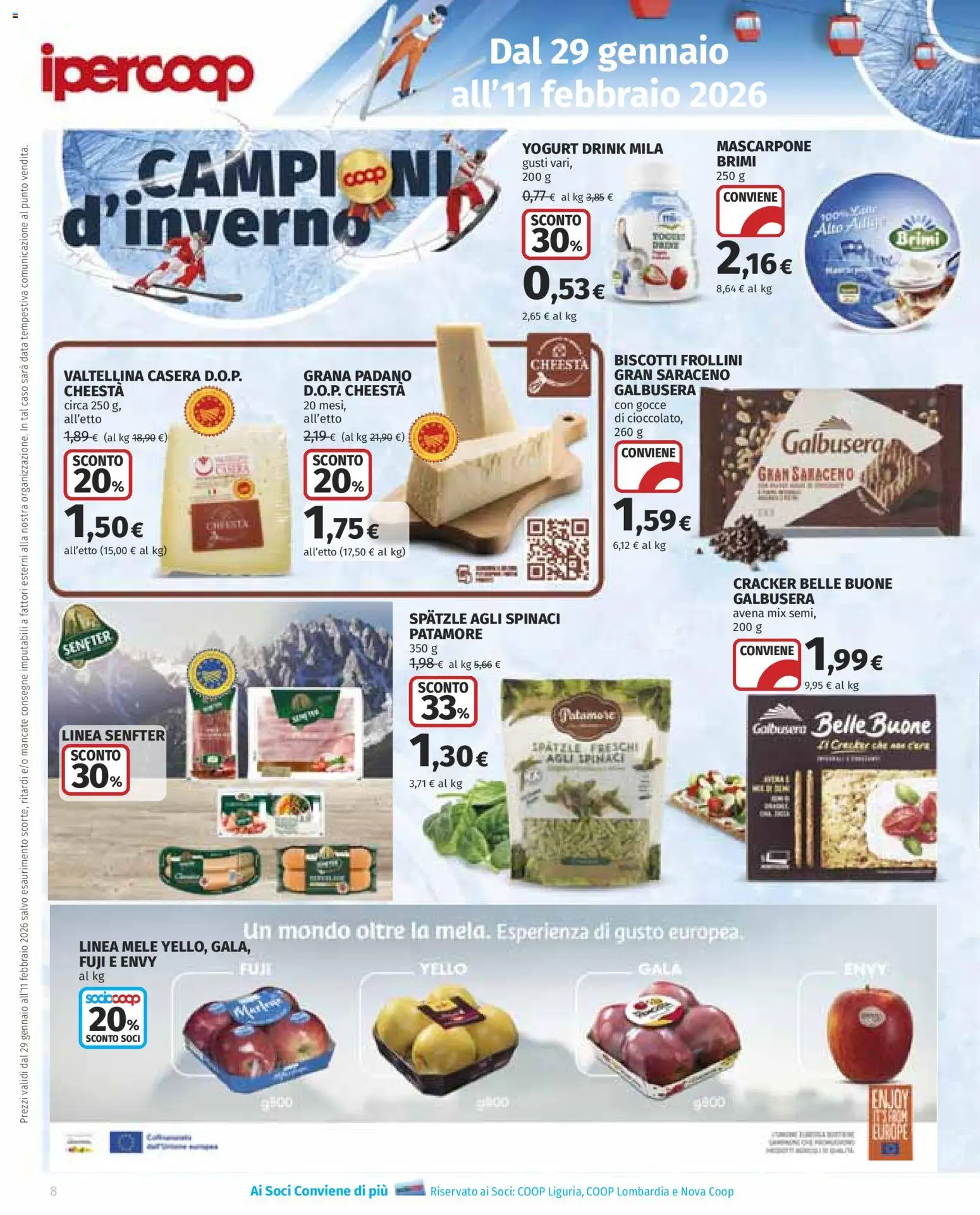 Volantino Ipercoop del 29.01.2026 | Pagina: 8 | Prodotti: Spatzle, Yogurt, Biscotti, Spinaci