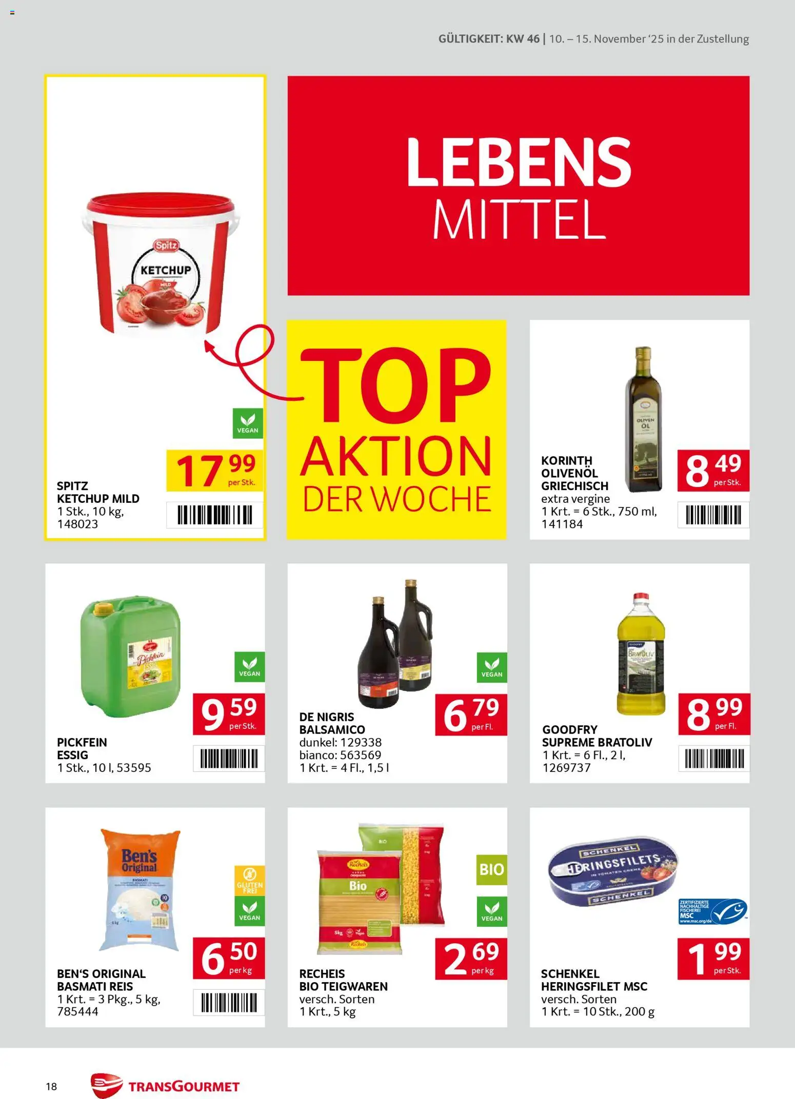 Transgourmet Zustellaktion gültig ab 10.11.2025 | Seite: 18 | Produkte: Ketchup, Szeder, Reis