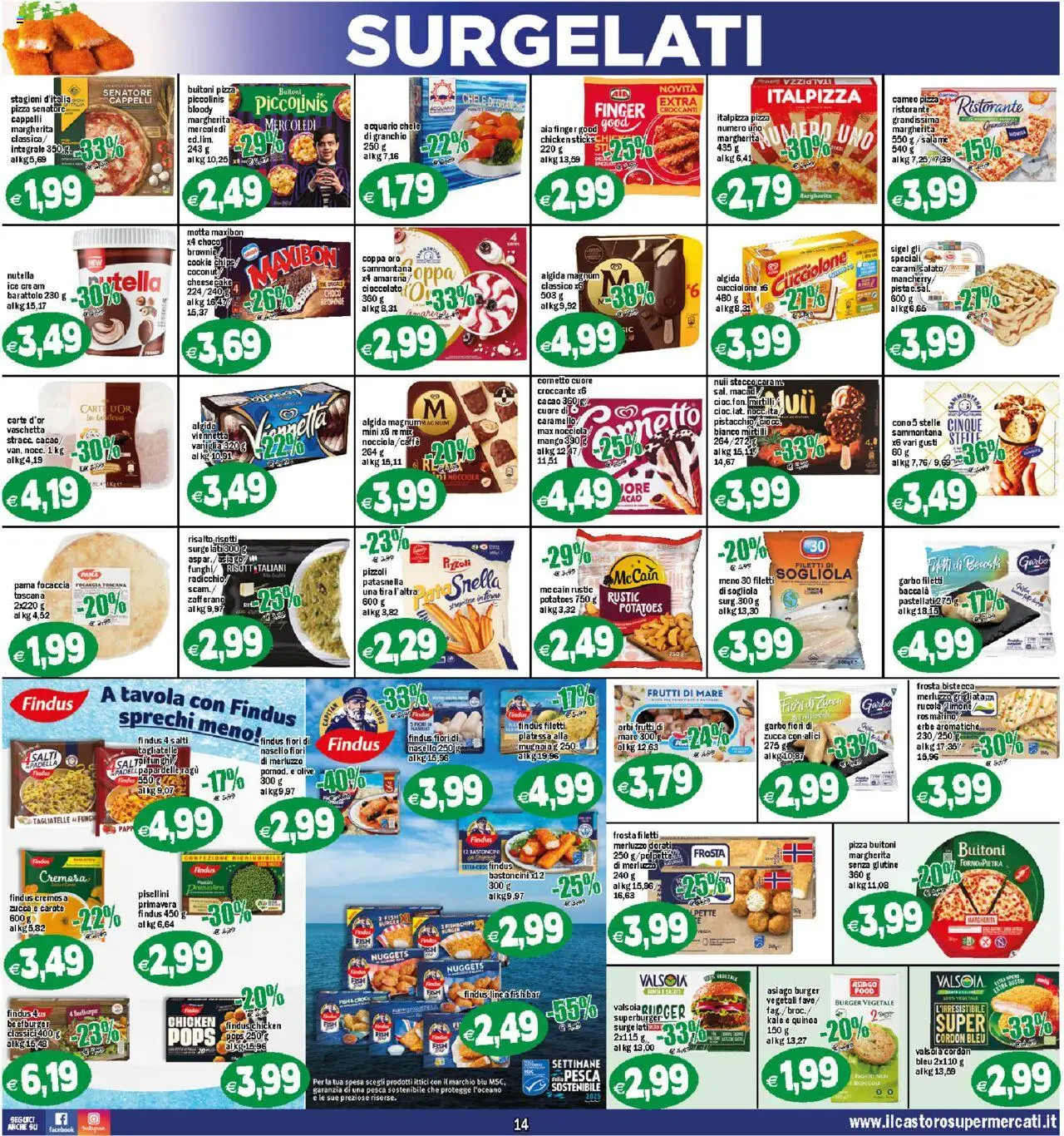 Volantino Il Castoro del 17.10.2025 | Pagina: 14 | Prodotti: Pizza, Sogliola, Olive, Zucca