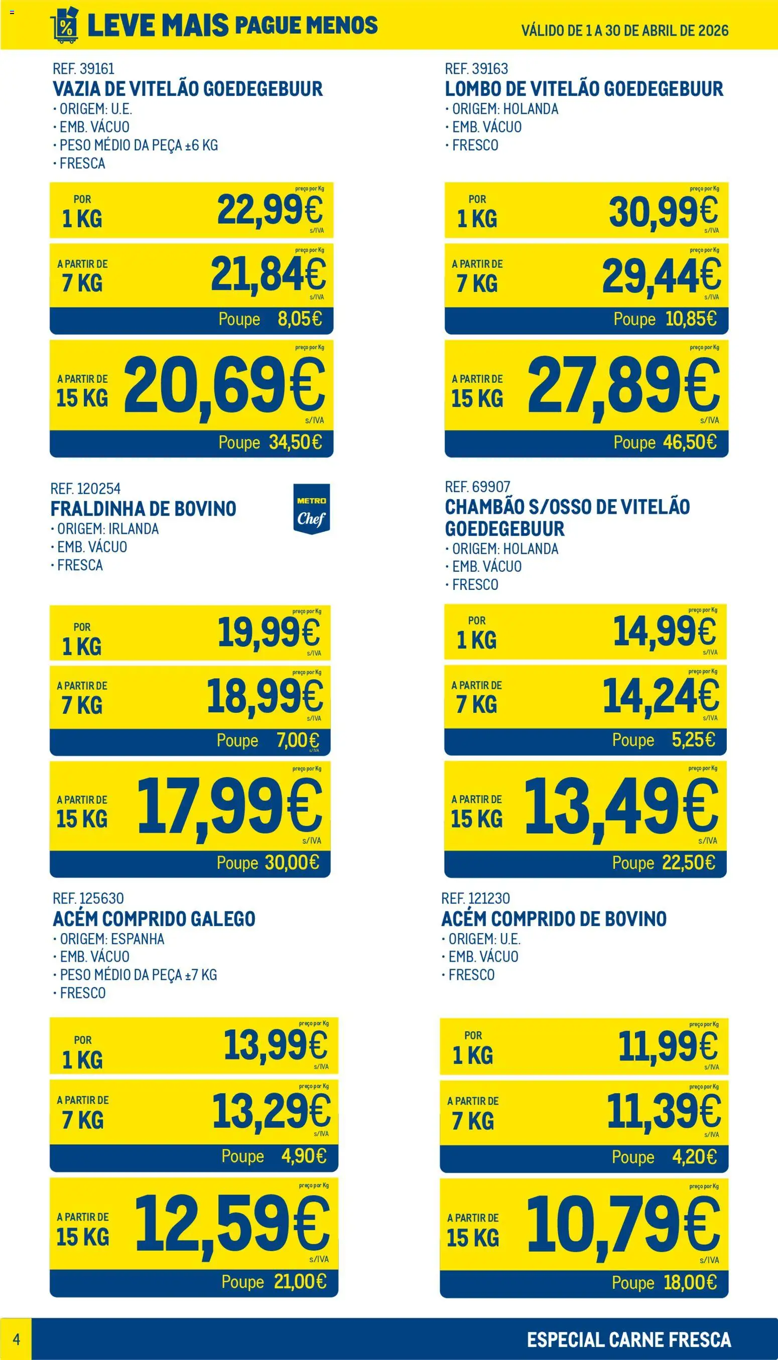 Makro Leve Mais Pague Menos - Carne Fresca │ válido de 01.04.2026 | Página: 4 | Produtos: Lombo, Carne