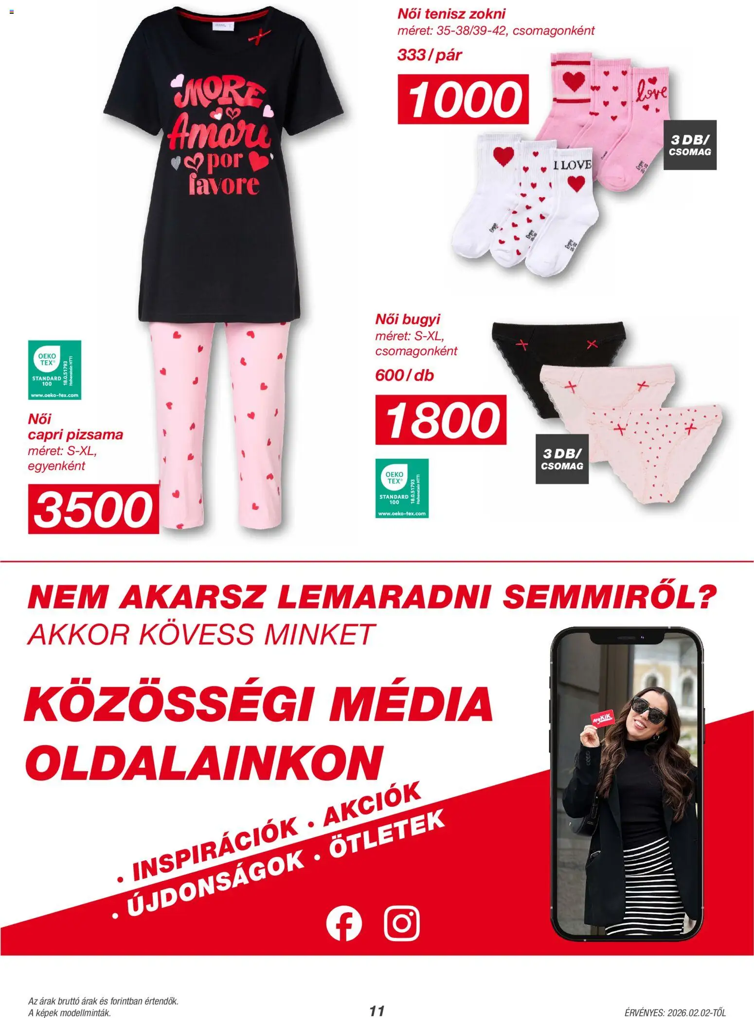 Kik akciós ujság - amely érvényes a következő dátumtól: 02.02.2026 | Oldal: 11 | Termékek: Bugyi, Zokni, Pizsama