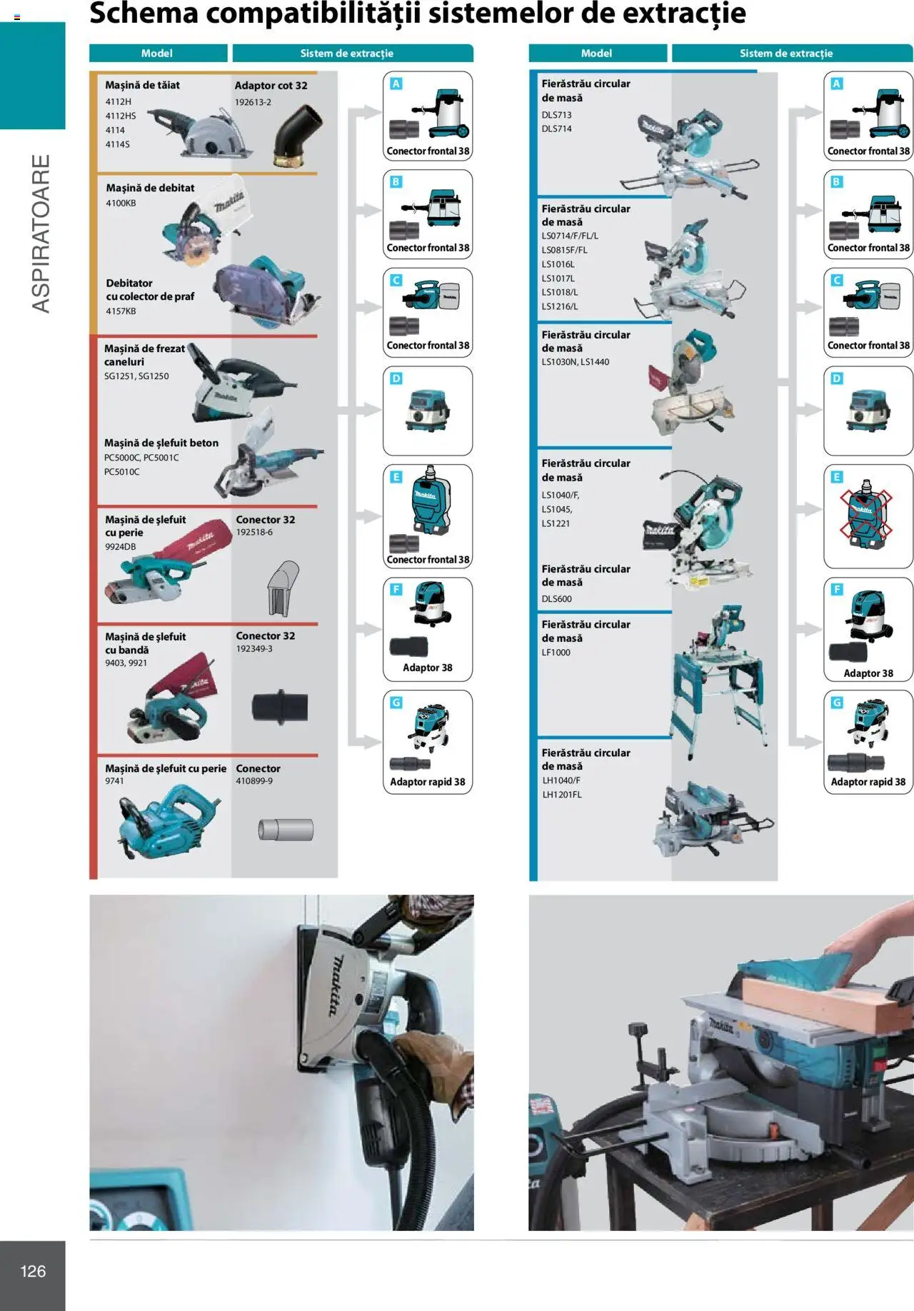 Noul catalog Makita – valabil de la 08.01.2025 | Pagină: 126 | Produse: Conector, Adaptor, Masă, Perie