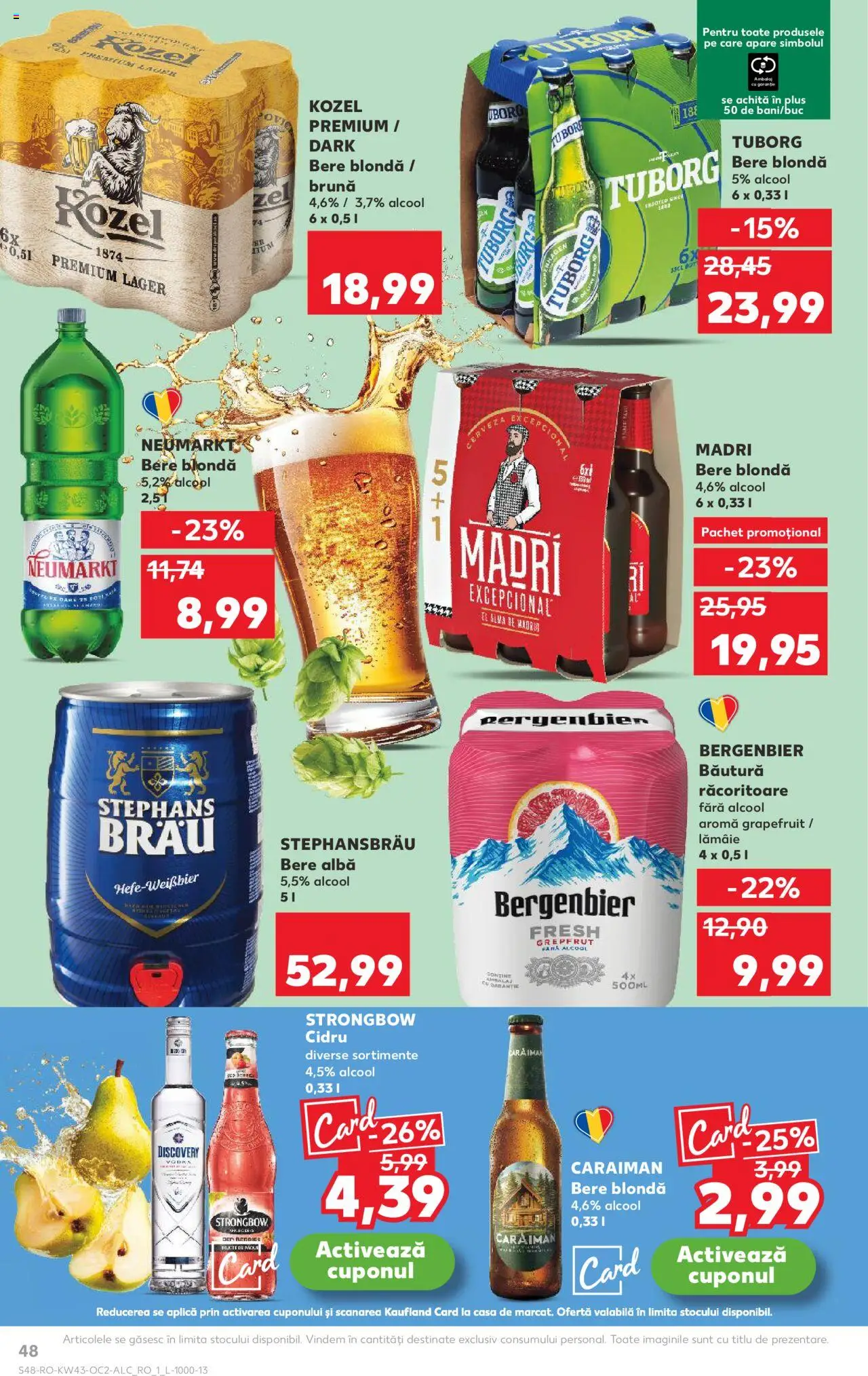 Noul catalog Kaufland – valabil de la 22.10.2025 | Pagină: 48 | Produse: Bere, Plastik Kulübe, Grepfrut, Lămâie