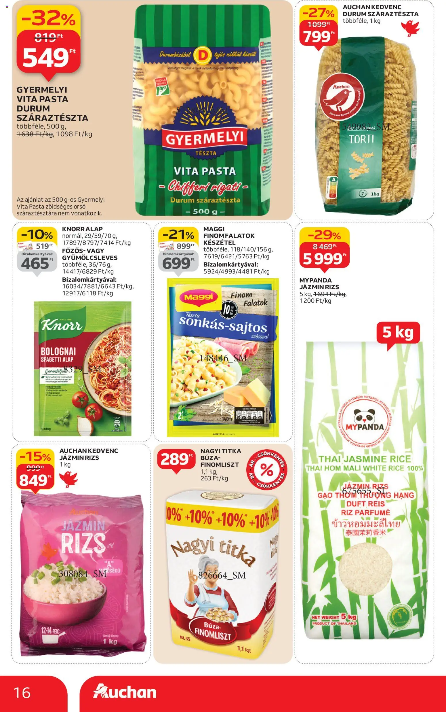 Auchan akciós ujság - amely érvényes a következő dátumtól: 08.01.2026 | Oldal: 16 | Termékek: Spagetti, Jázmin rizs, Maggi, Száraztészta