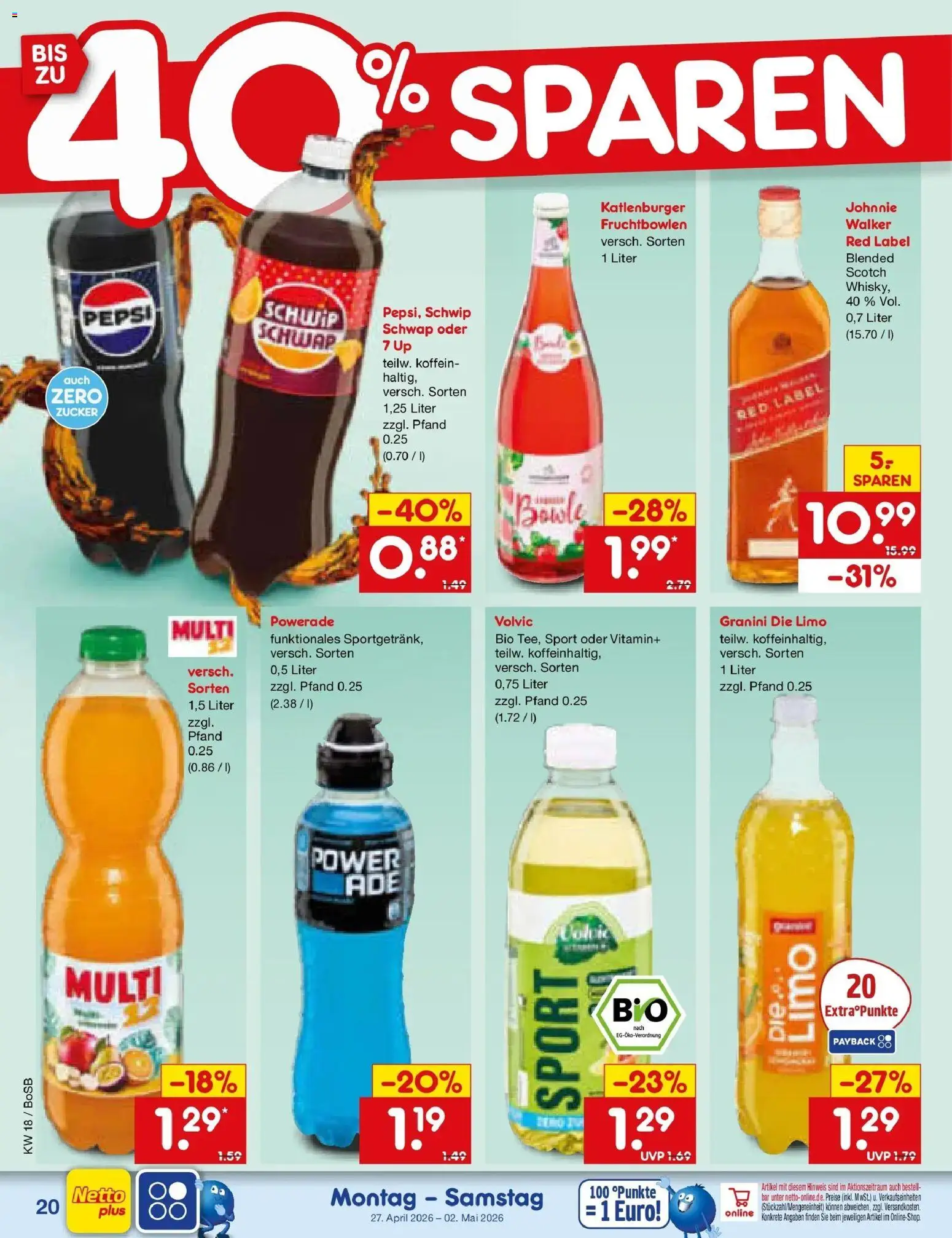 Netto Marken-Discount Prospekt Stadtlohn	 – gültig ab 27.04.2026 | Seite: 24 | Produkte: Schwip schwap, Zucker, Granini, Volvic