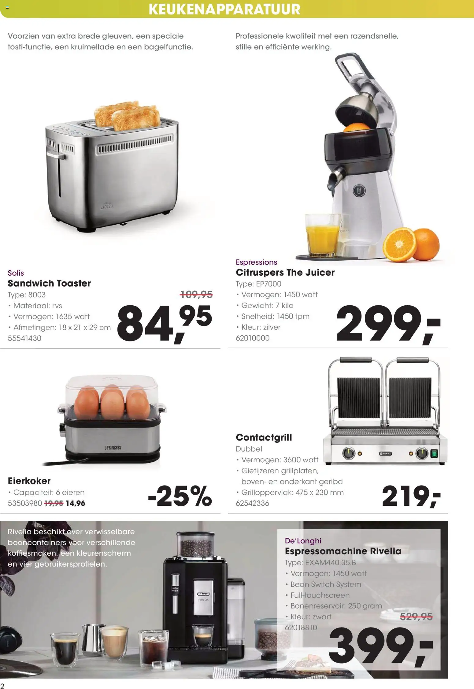 {H1} | Pagina: 2 | Producten: Eieren, Sandwich, Gewicht, Toaster