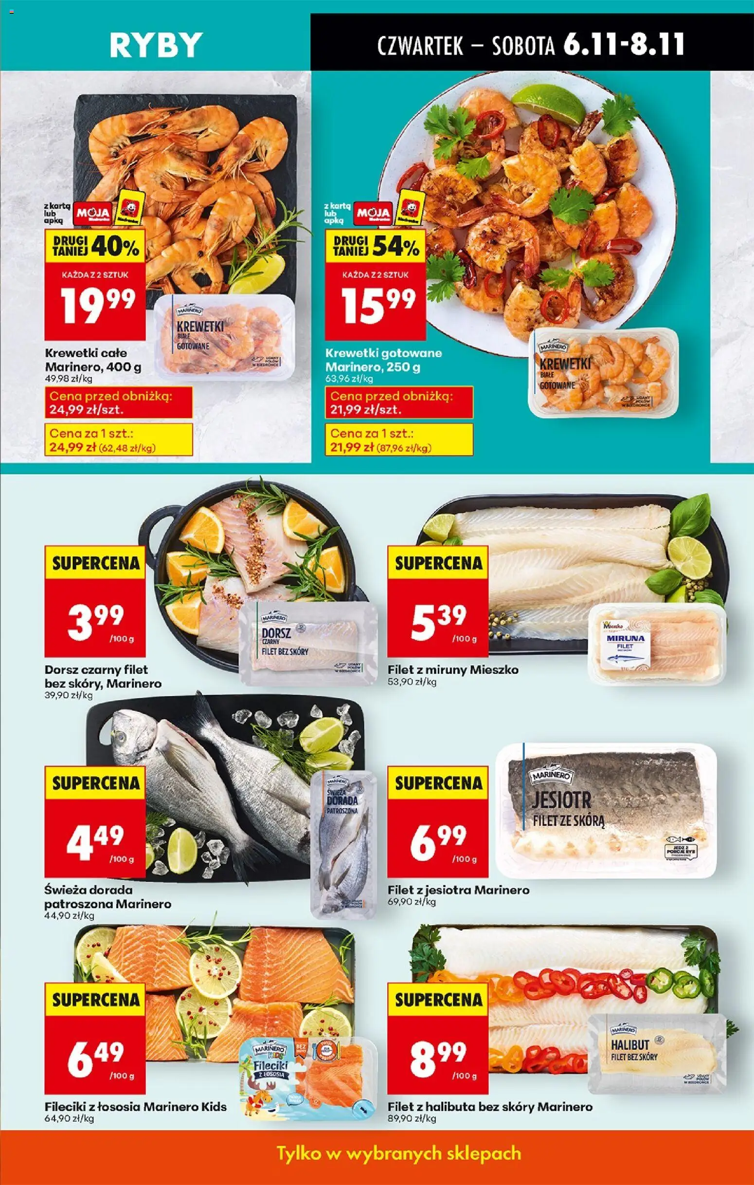 Biedronka gazetka - Oferta w tym tygodniu od 06.11.2025 | Strona: 33 | Produkty: Karta, Halibut, Krewetki gotowane, Dorsz czarny