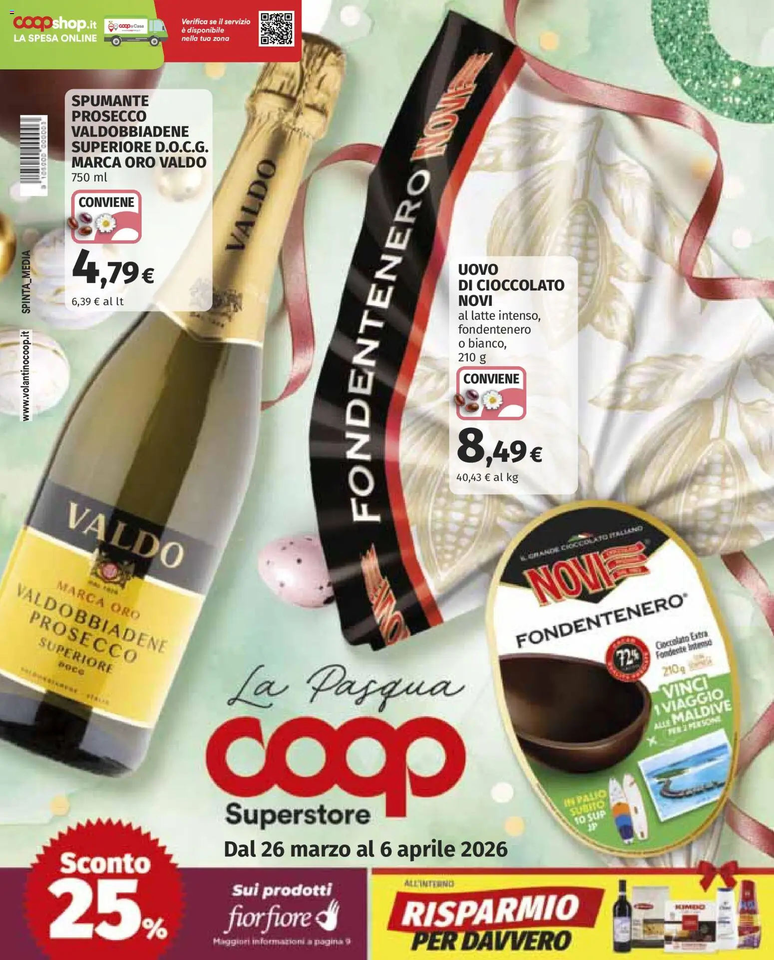 Volantino COOP del 26.03.2026 | Pagina: 1 | Prodotti: Cioccolato, Prosecco, Latte, Spumante