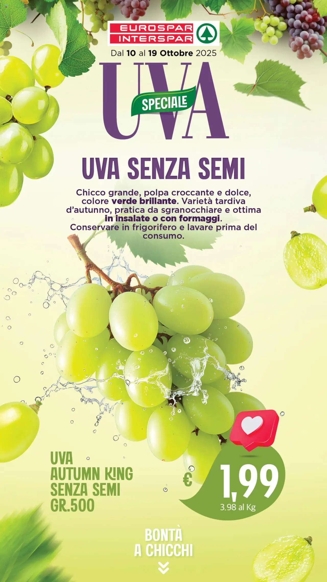 Volantino Interspar del 10.10.2025 | Pagina: 2 | Prodotti: Uva, Frigorifero