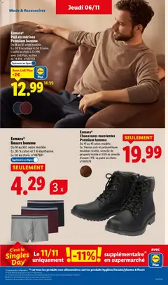 LIDL - Prévisualisation de Esmara® Boxers homme, Du M au XXL selon modèle. Ex. 95% coton et 5% élasthanne. Le lot au choix. n°487681 valide à partir de 06.11.2025 | Page: 55