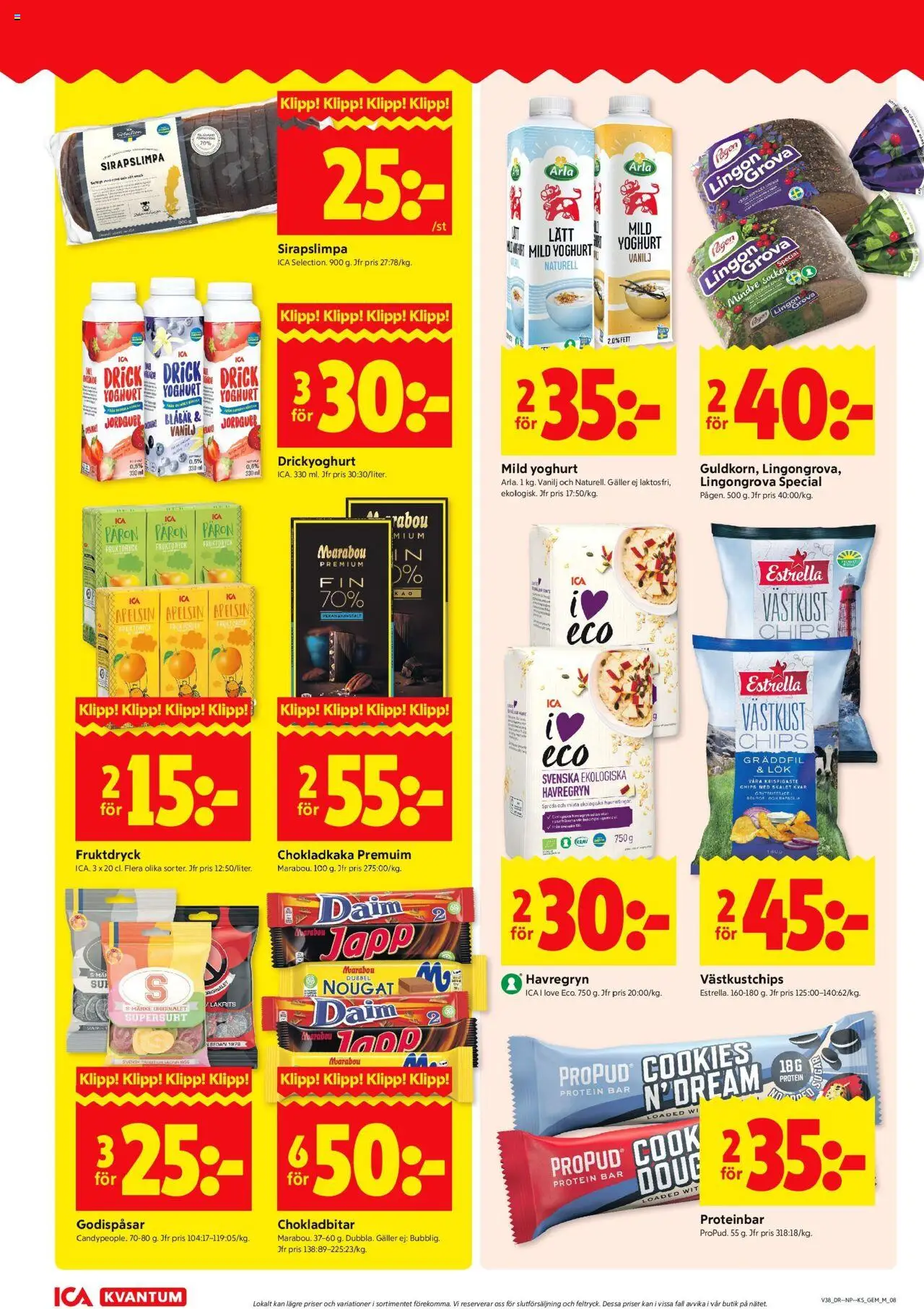 ICA Kvantum reklamblad aktuell från 15.09.2025 | Sida: 8 | Produkter: Chokladkaka, Proteinbar, Apelsin, Blåbär