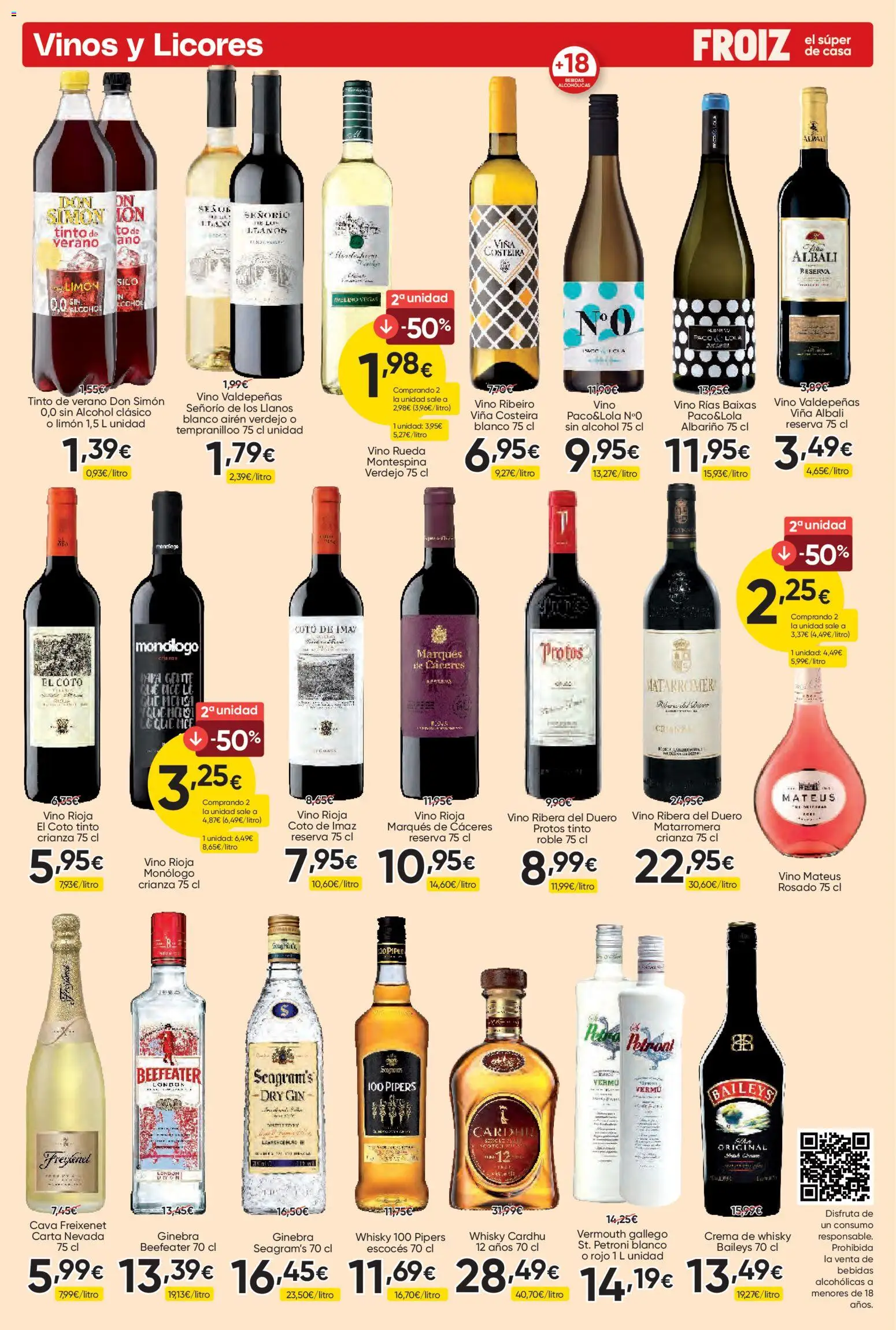 Froiz folleto │ válido desde el 25.03.2026 | Página: 14 | Productos: Vino, Ginebra, Crema, Whisky