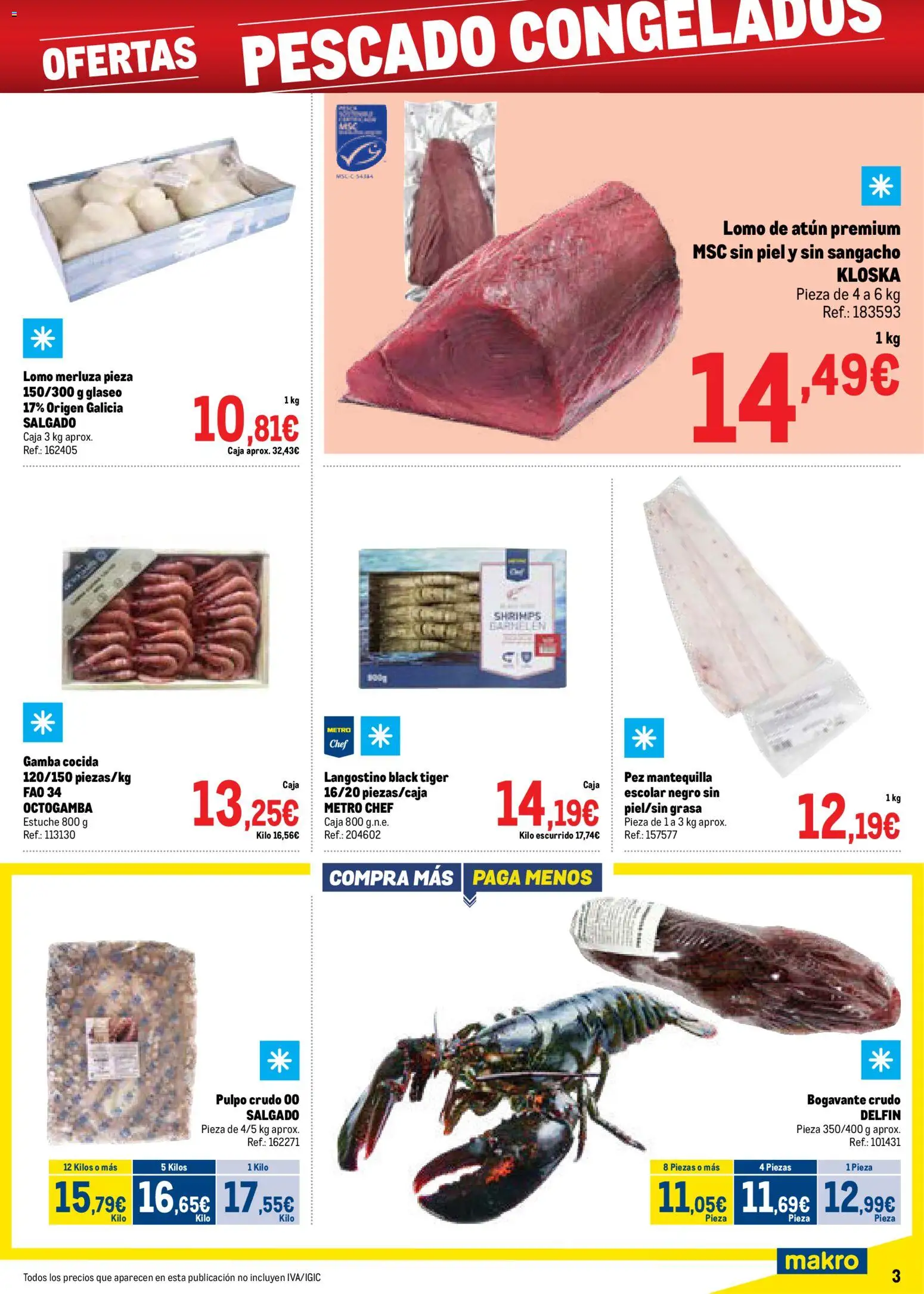 Makro - Precios Norte │ válido desde el 03.11.2025 | Página: 3 | Productos: Pescado, Συσκευή ροής, Caja, Langostino