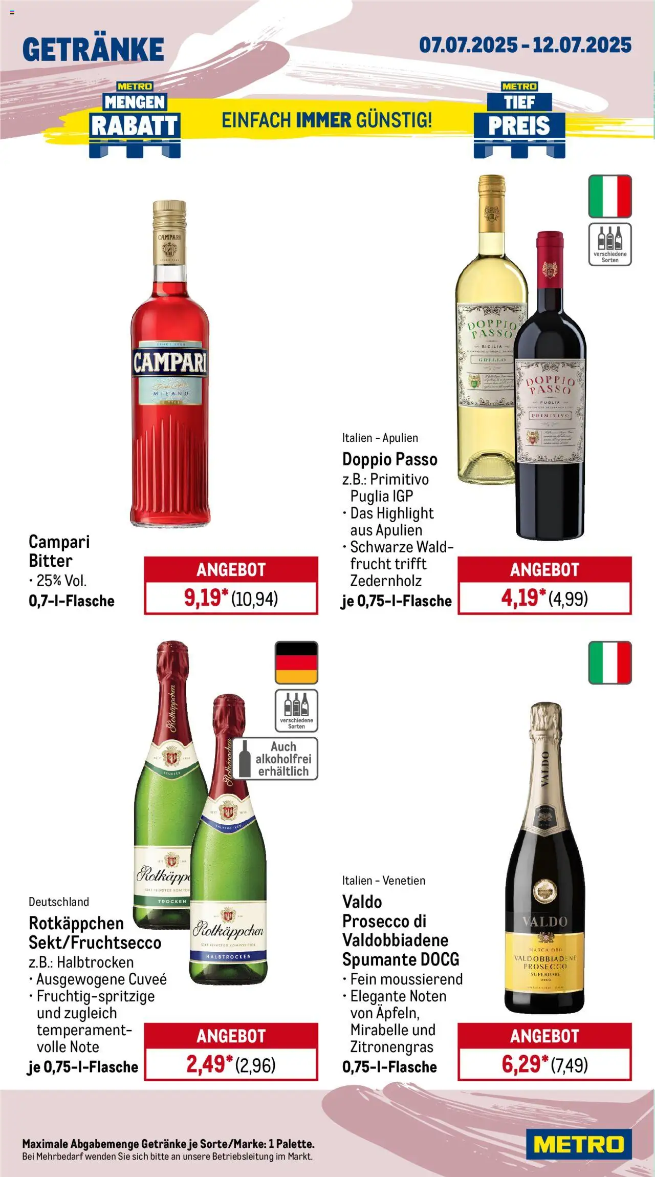 Metro Prospekt 	 - gültig ab dem 07.07.2025 | Seite: 14 | Produkte: Sekt, Campari, Prosecco, Doppio Passo