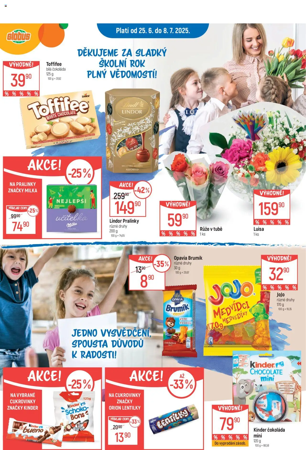 Globus leták - Havířov od 25.06.2025 | Strana: 1 | Produkty: Lindt, Milka, Kinder čokoláda, Bílá čokoláda