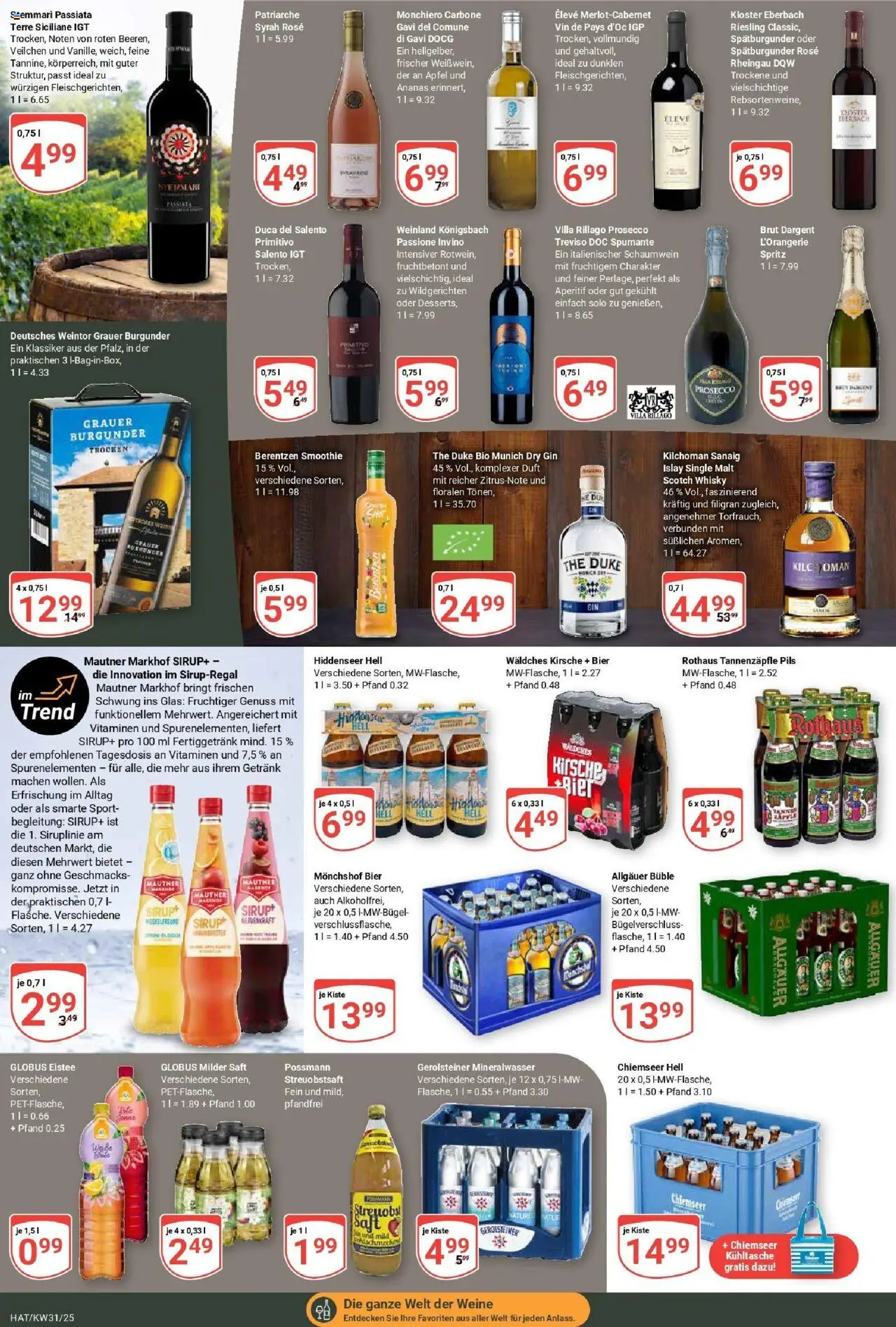 Globus prospekt Hattersheim	 - gültig ab dem 28.07.2025 | Seite: 17 | Produkte: Whisky, Sirup, Saft, Gerolsteiner