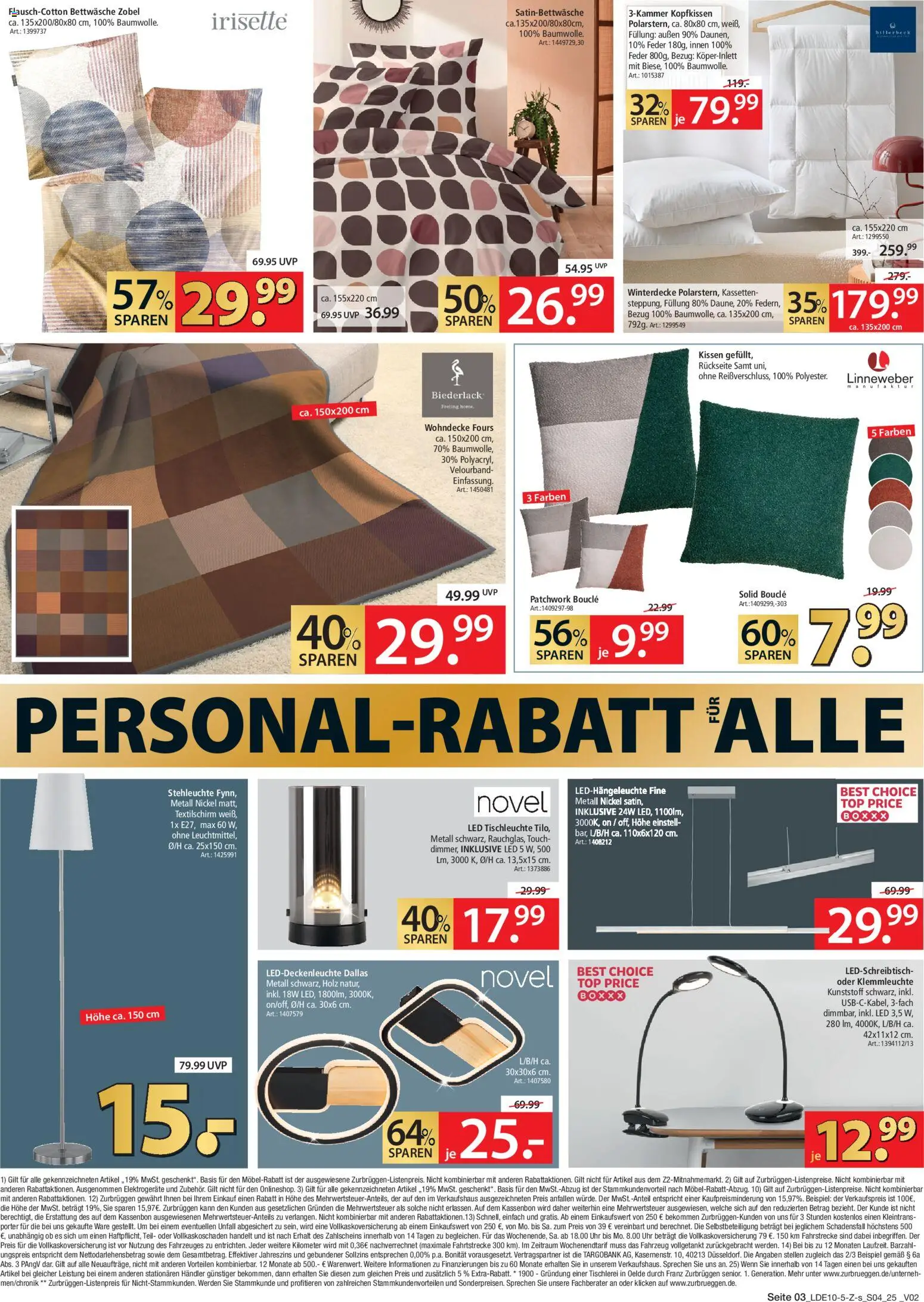 Zurbrüggen Personalrabatt für alle – gültig ab 03.11.2025 | Seite: 3 | Produkte: Kissen, Bettwäsche, Kopfkissen, Uhr