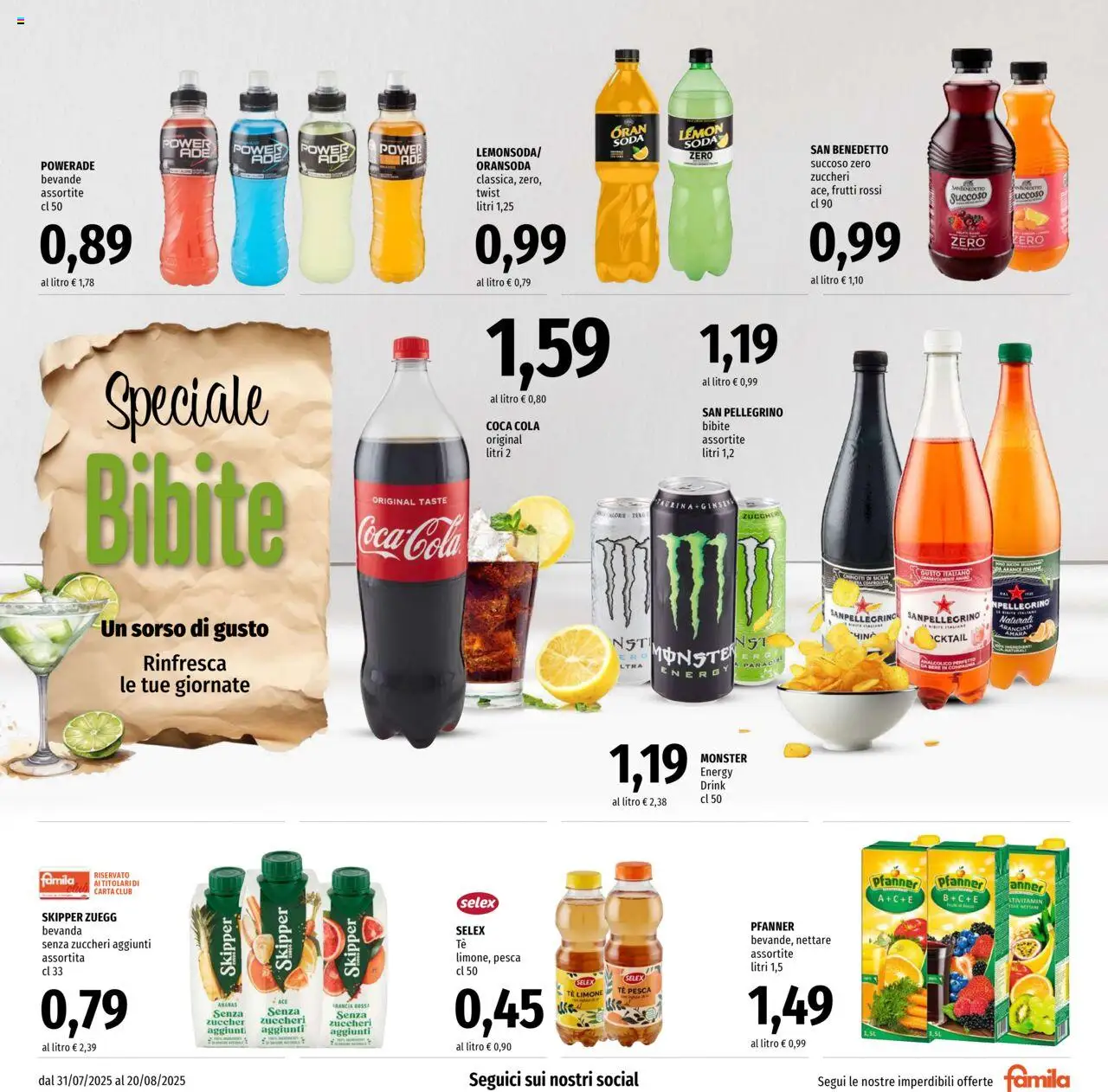 Volantino Famila del 31.07.2025 | Pagina: 11 | Prodotti: Limone, Pesca, Bibite, Arancia