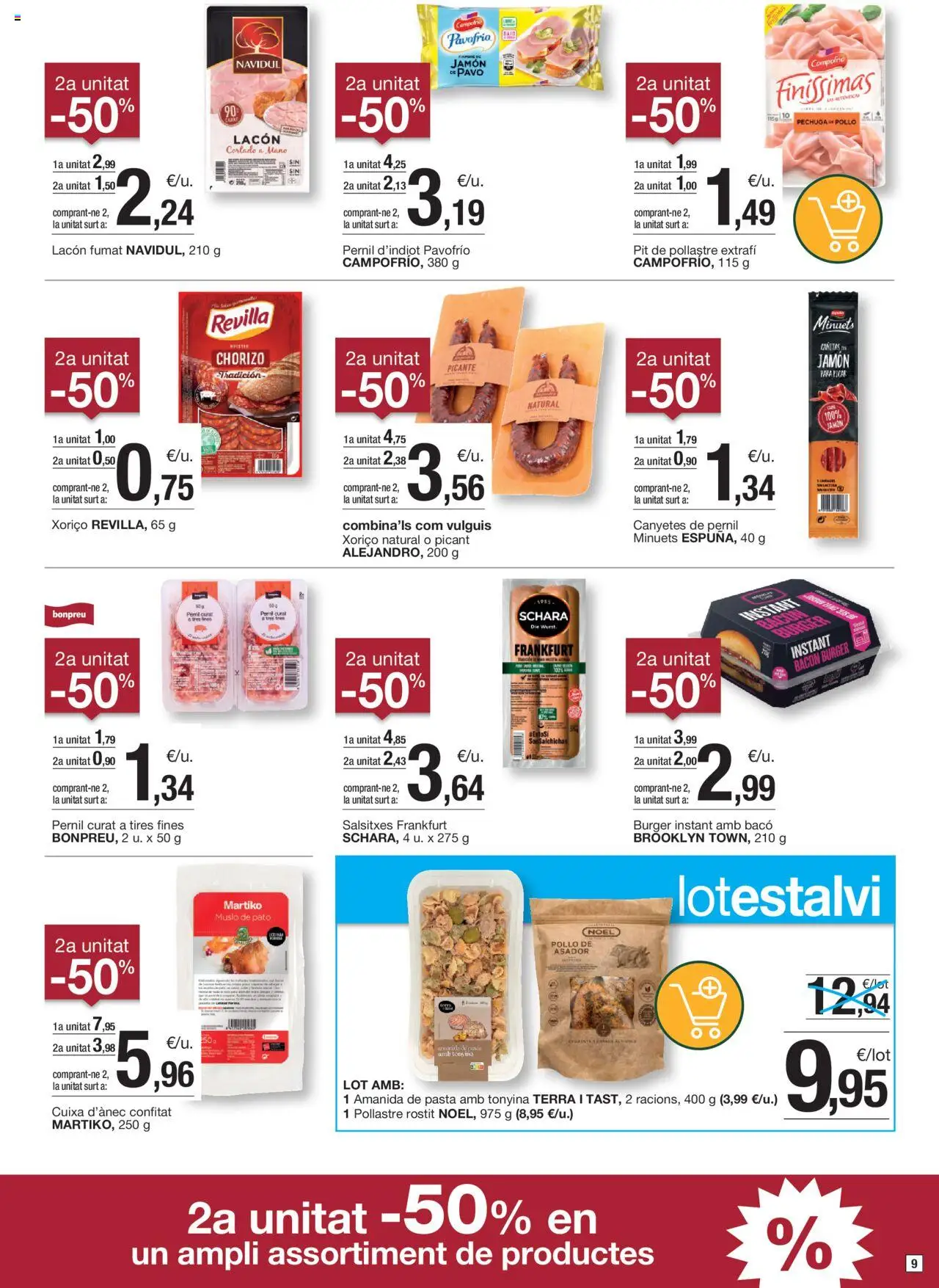 Bonpreu folleto │ válido desde el 01.07.2025 | Página: 9 | Productos: Jamón, Pasta