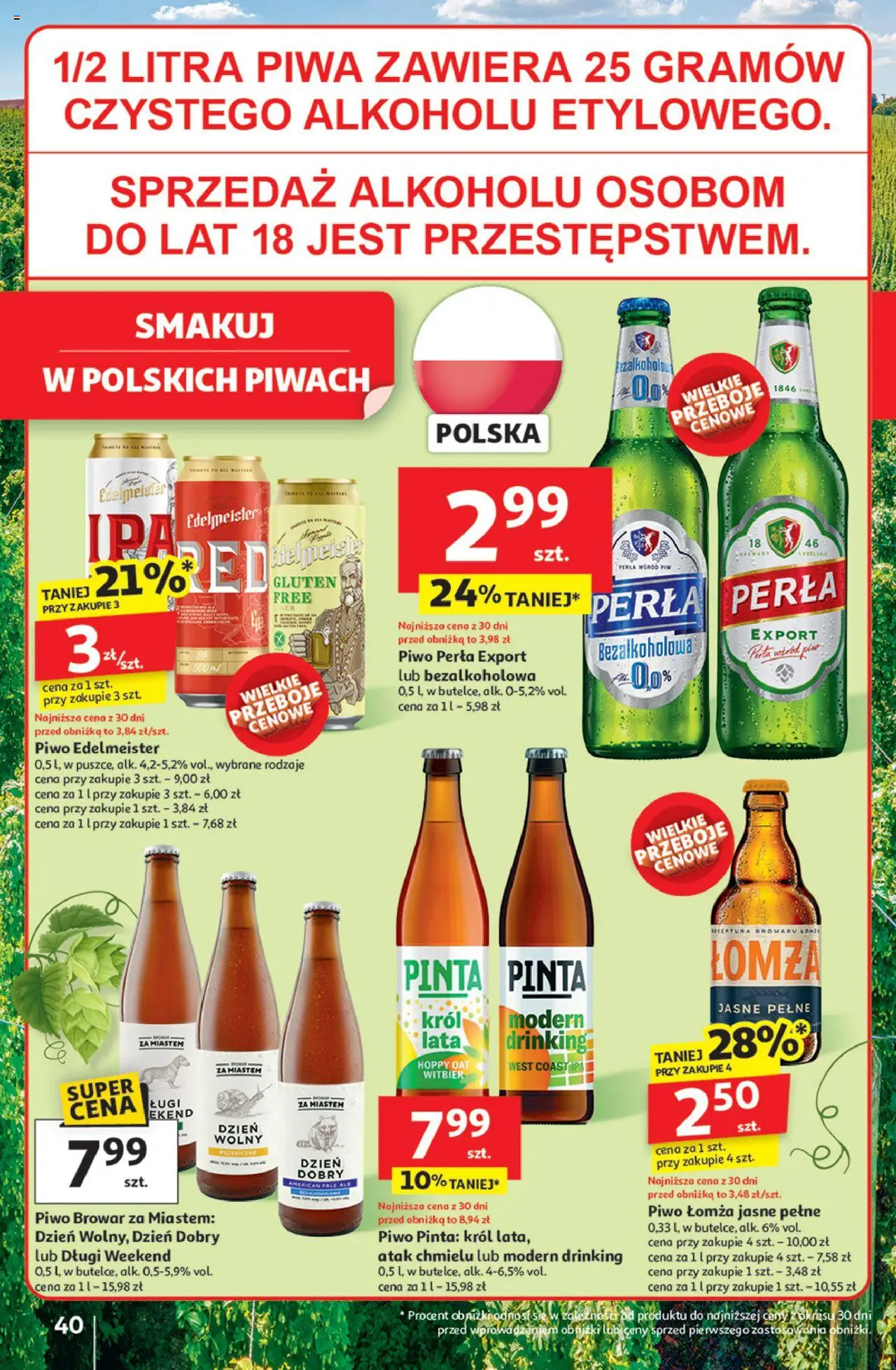 Auchan Gazetka - Jak Pragnę Lata Hipermarket od 20.06.2025 | Strona: 42 | Produkty: Piwo perła, Piwo