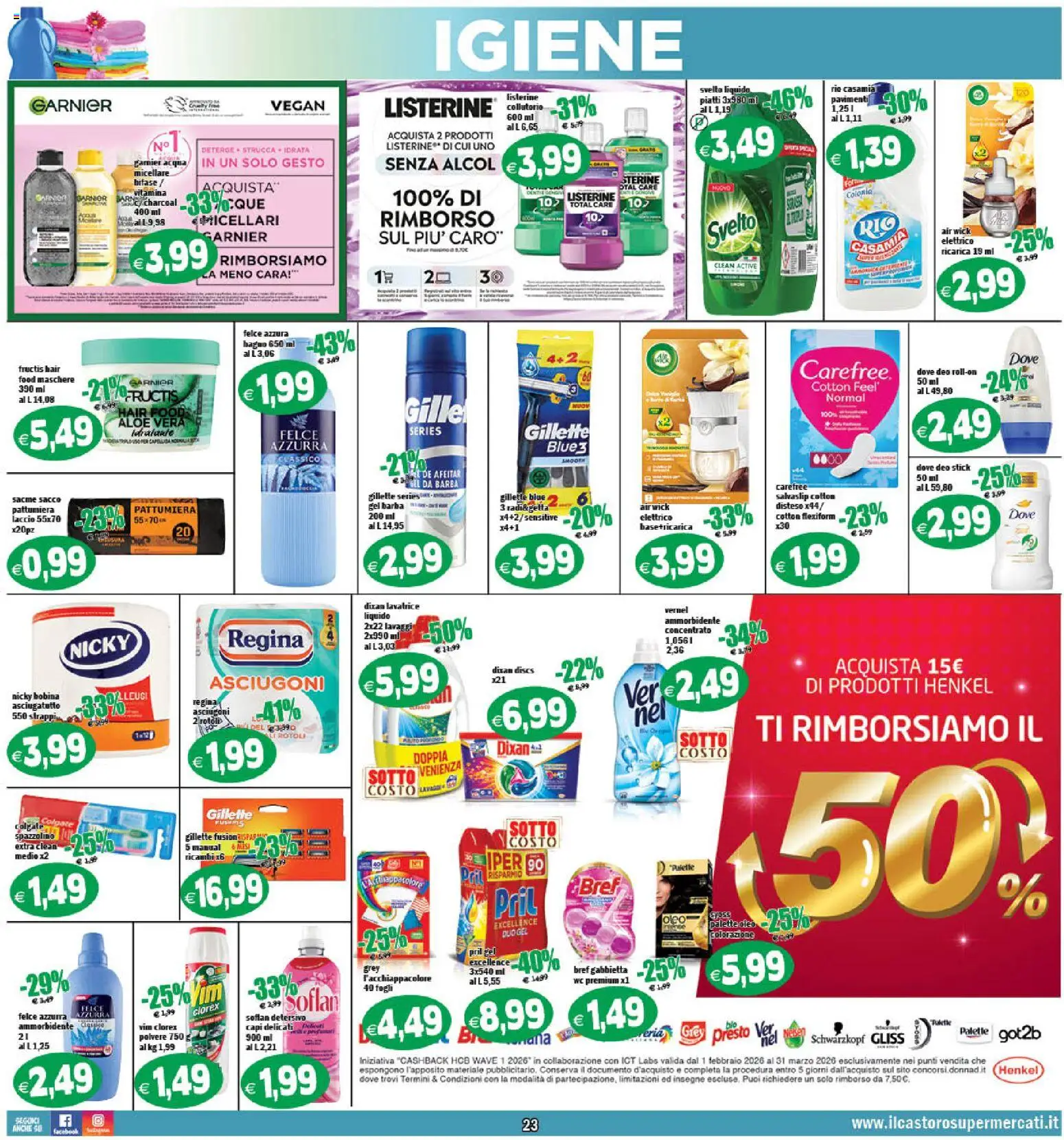 Volantino Il Castoro del 17.03.2026 | Pagina: 23 | Prodotti: Spazzolino, Ammorbidente, Asciugatutto, Aloe vera
