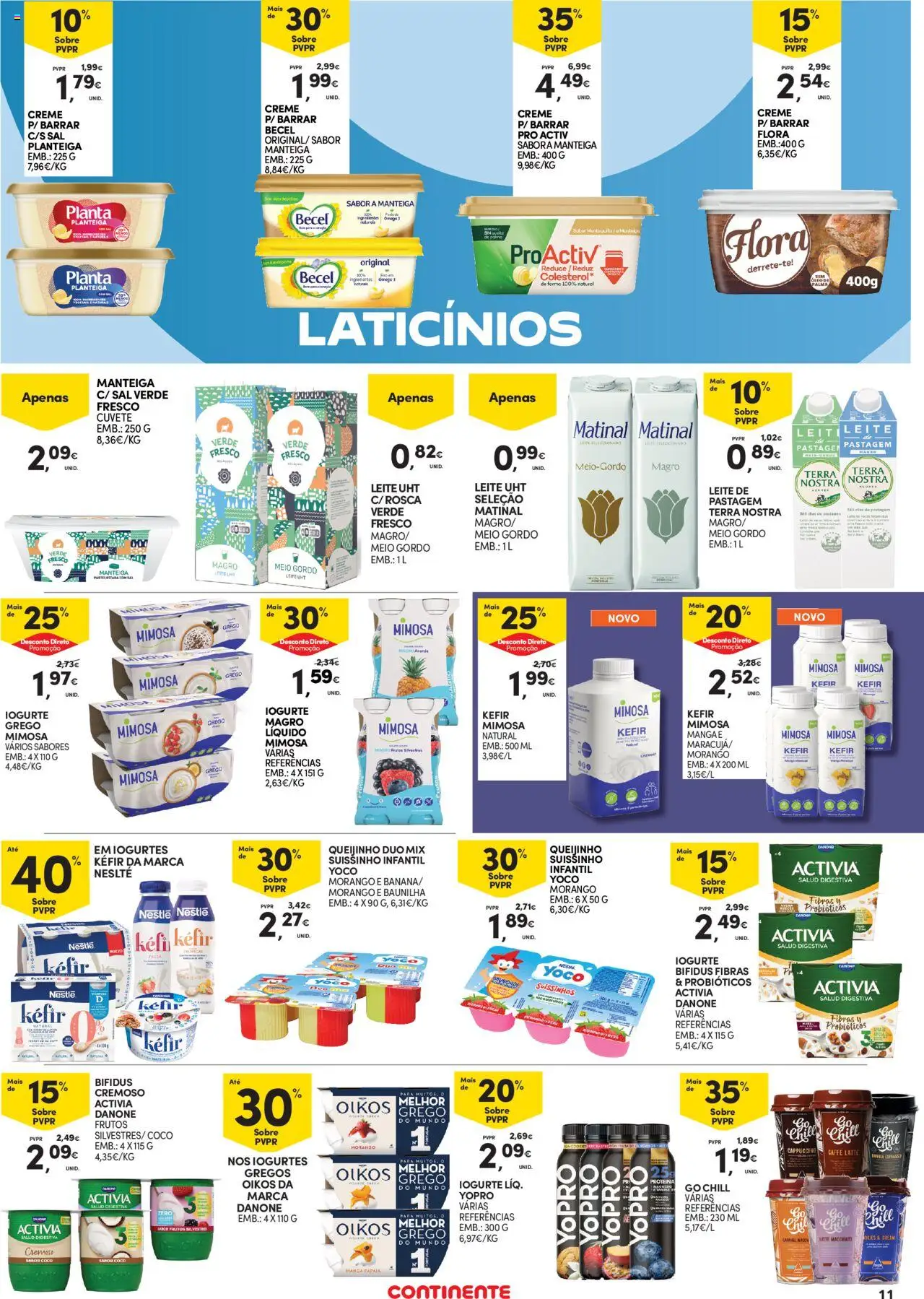 Continente - Açores │ válido de 16.10.2025 | Página: 11 | Produtos: Iogurtes, Sal, Manteiga, Iogurte liquido