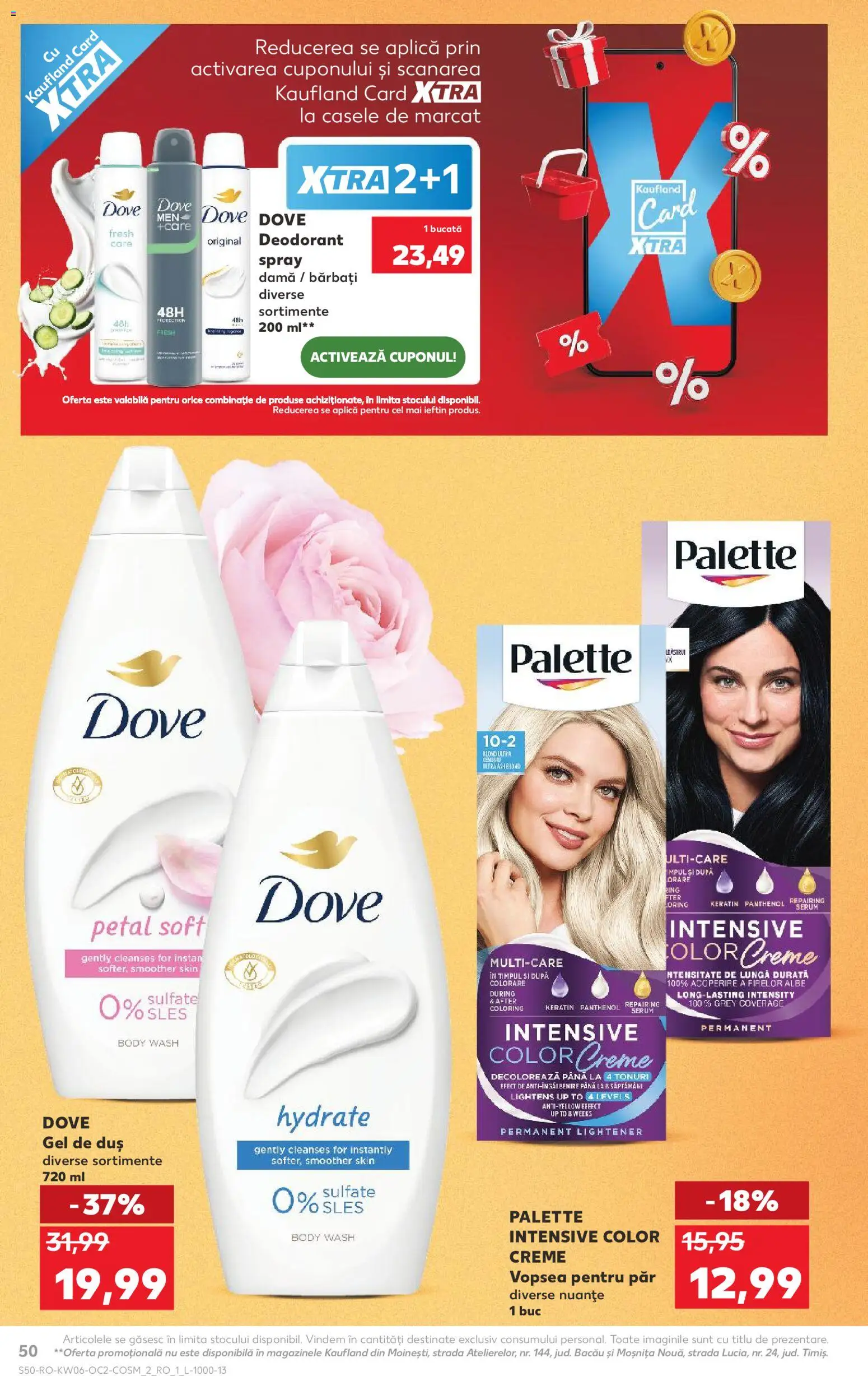 Noul catalog Kaufland – valabil de la 04.02.2026 | Pagină: 50 | Produse: Vopsea, Duș, Gel de duș, Deodorant