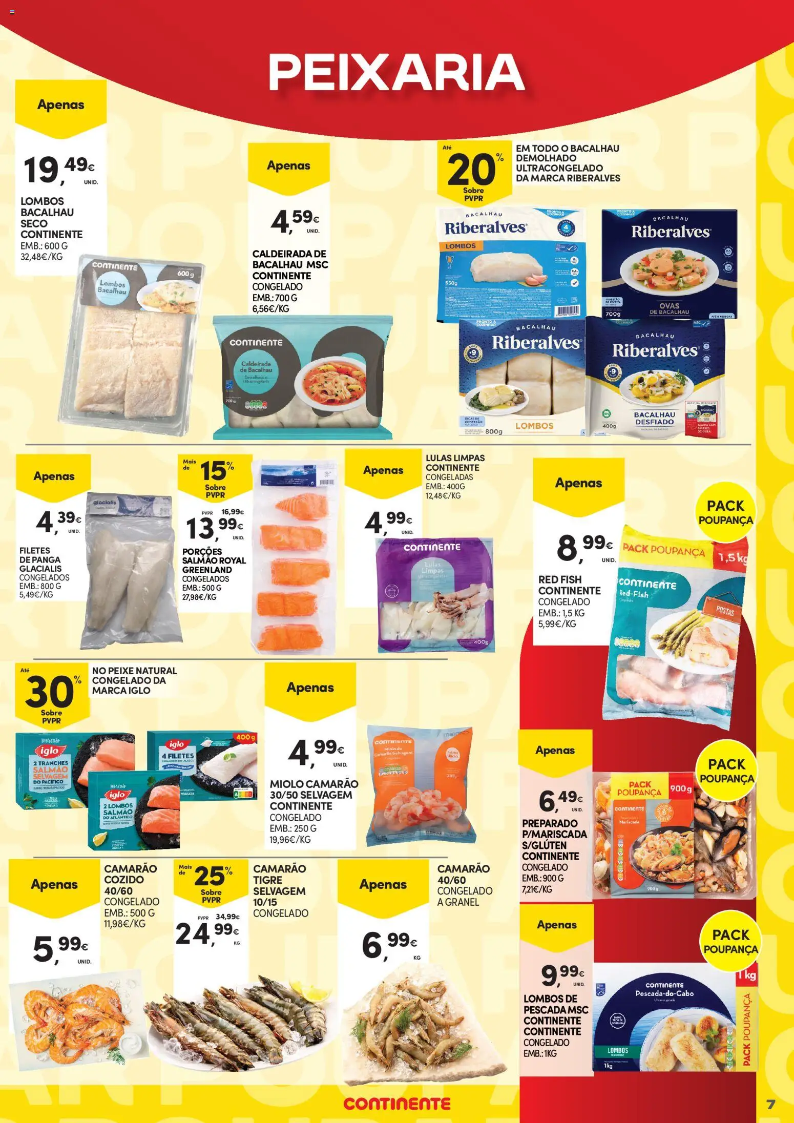 Continente - Açores Poupança para todos │ válido de 06.04.2026 | Página: 7 | Produtos: Bacalhau, Camarão, Salmão, Peixe