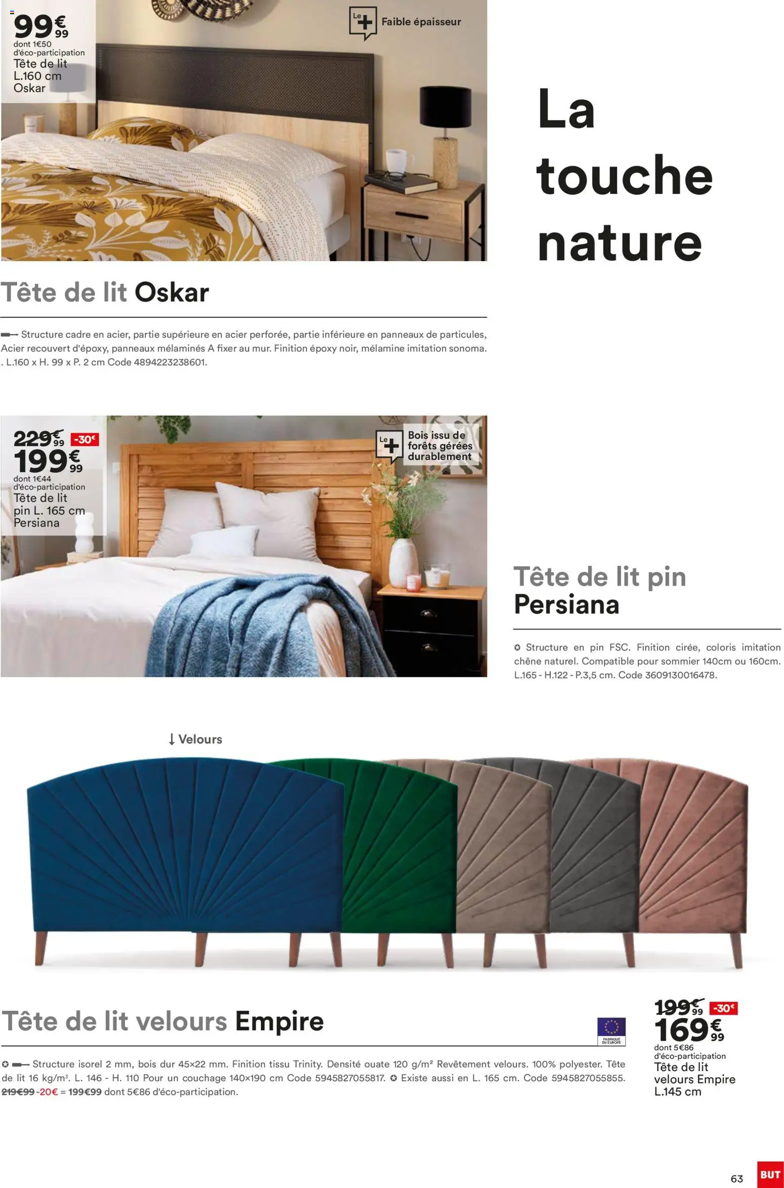 {H1} | Page: 63 | Produits: Tête de lit, Lit, Sommier, Cadre