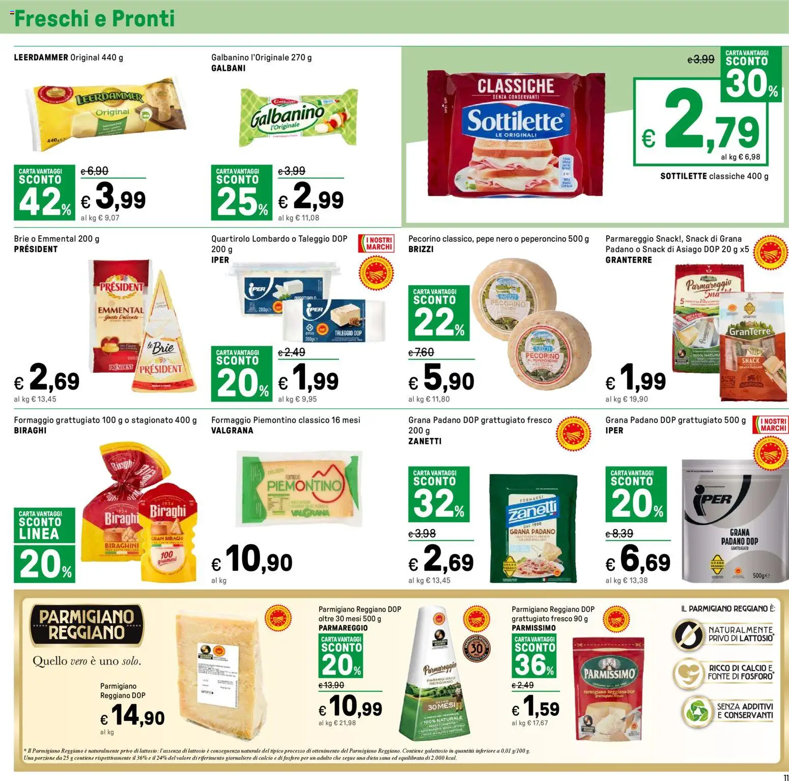 Volantino Iper del 31.12.2025 | Pagina: 11 | Prodotti: Pepe, Grana Padano, Pecorino, Emmental