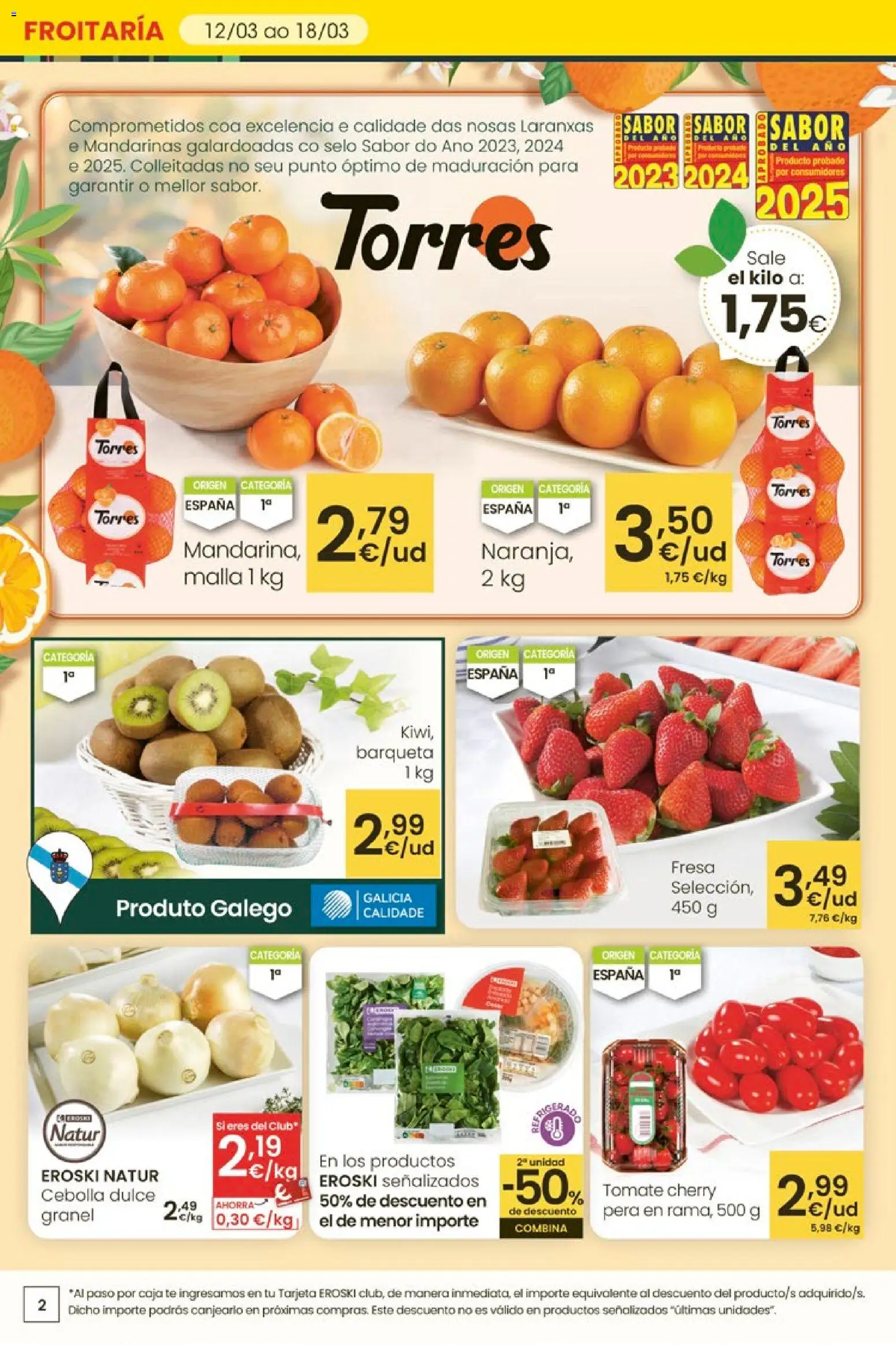 Eroski - Oferta │ válido desde el 12.03.2026 | Página: 2 | Productos: Mandarinas, Té, Παγωμένο τσάι, Caja