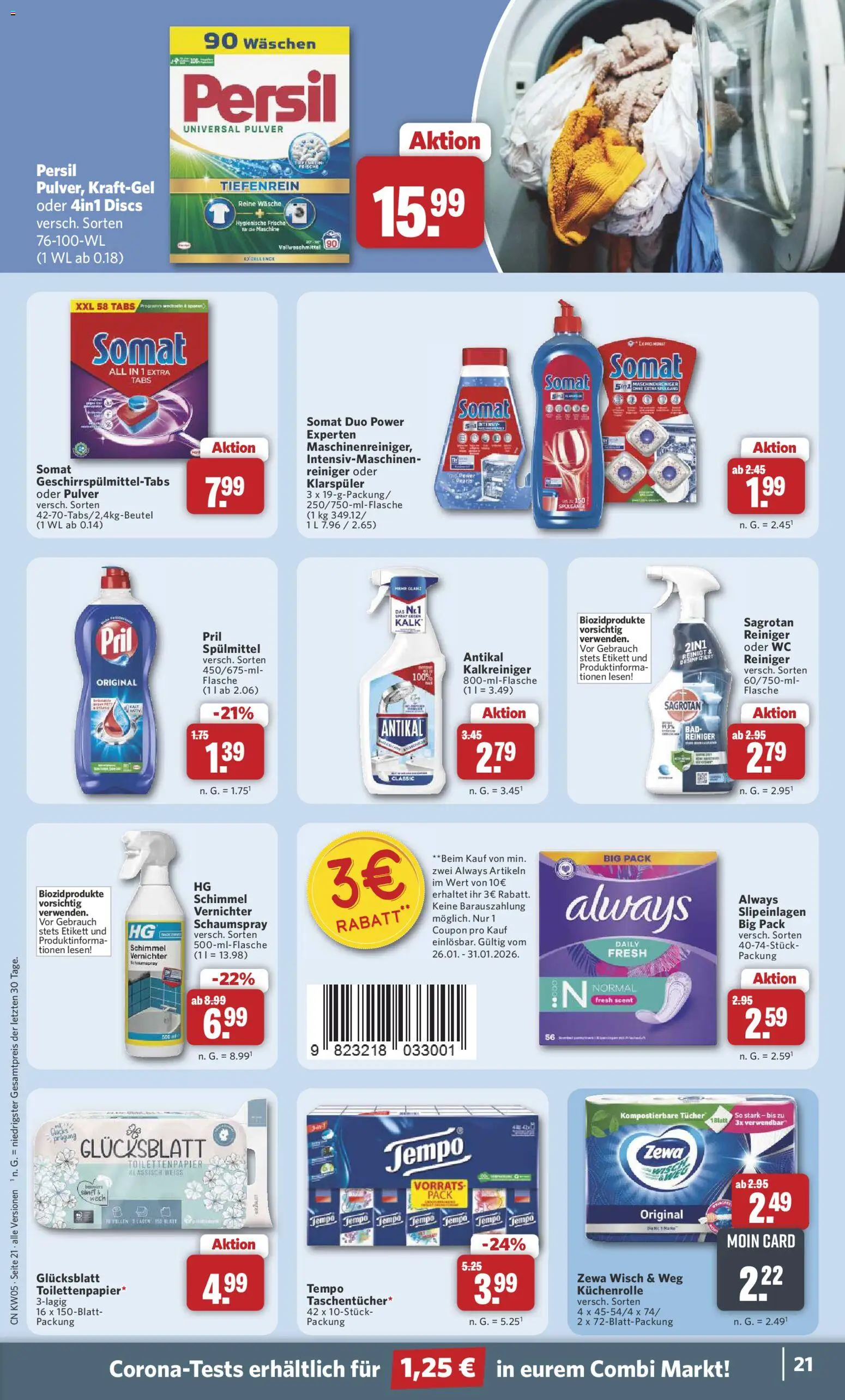 Combi Prospekt 	 – gültig ab 26.01.2026 | Seite: 21 | Produkte: Bad, Klarspüler, Tempo, Küchenrolle