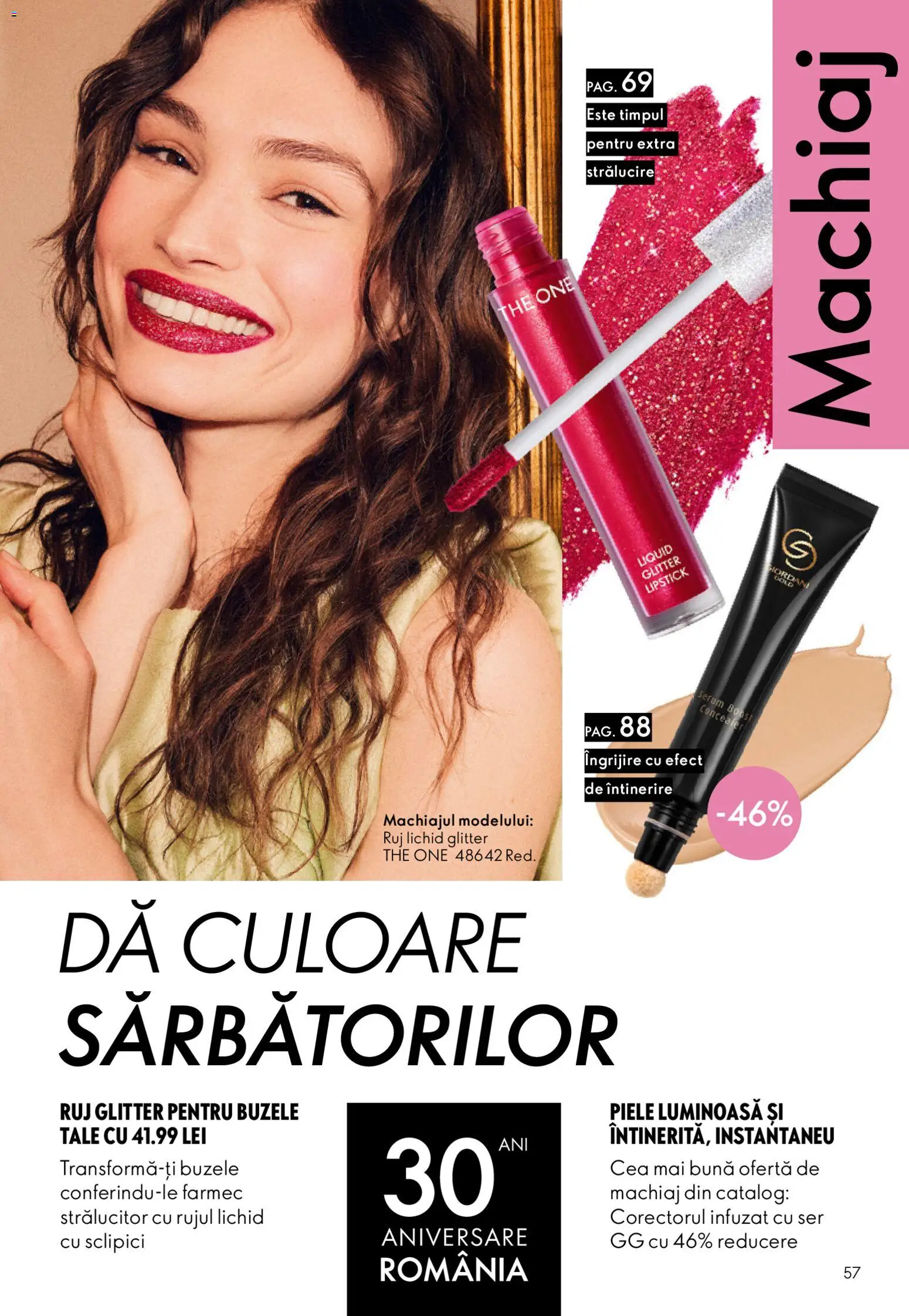Noul catalog Oriflame – valabil de la 03.12.2025 | Pagină: 57 | Produse: Serum, Machiaj, Concealer, Ruj