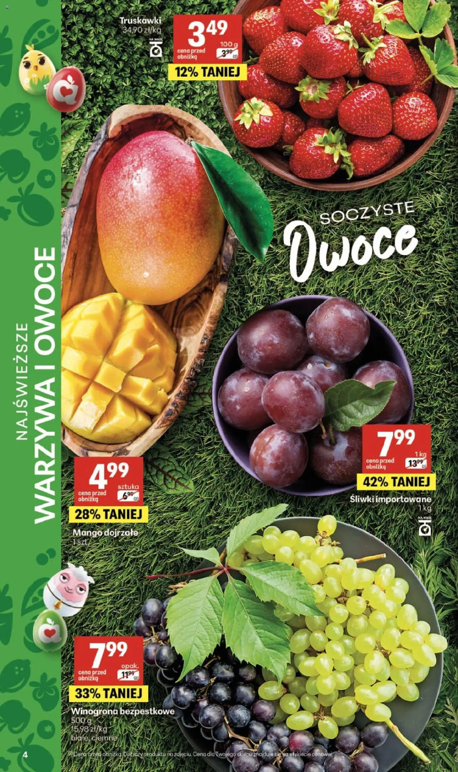 Delikatesy Centrum gazetka od 12.03.2026 | Strona: 4 | Produkty: Mango, Winogrona, Truskawki, Warzywa